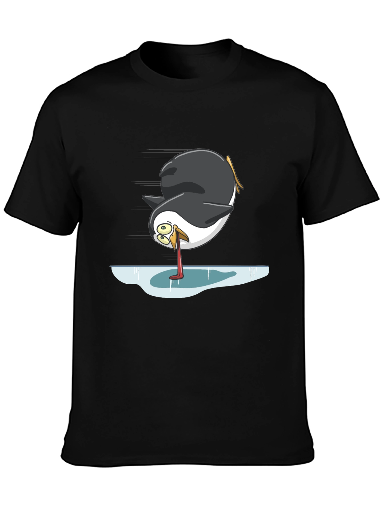 Humorous Penguin on Ice Graphic Tee