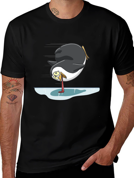 Humorous Penguin on Ice Graphic Tee
