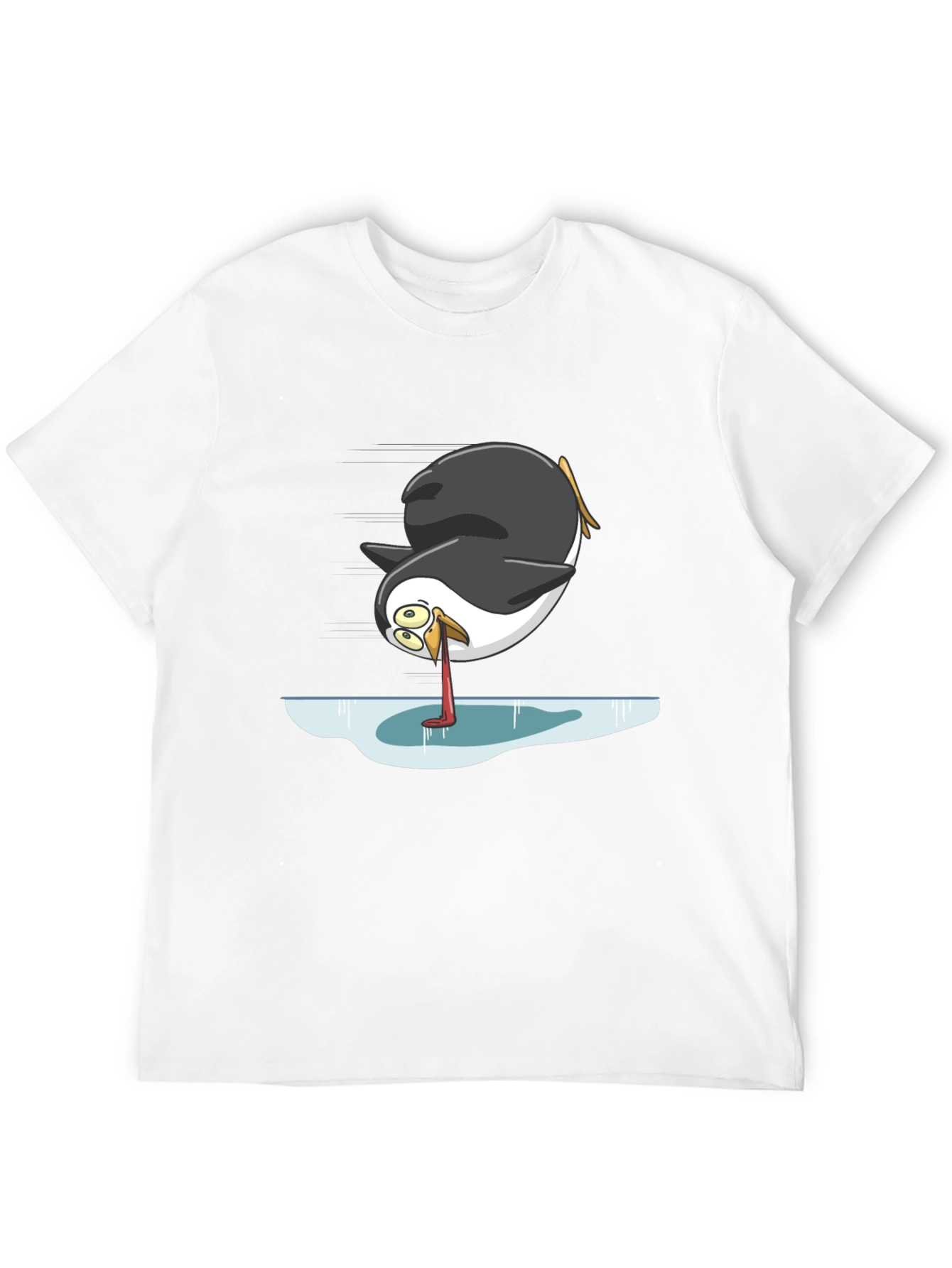 Humorous Penguin on Ice Graphic Tee
