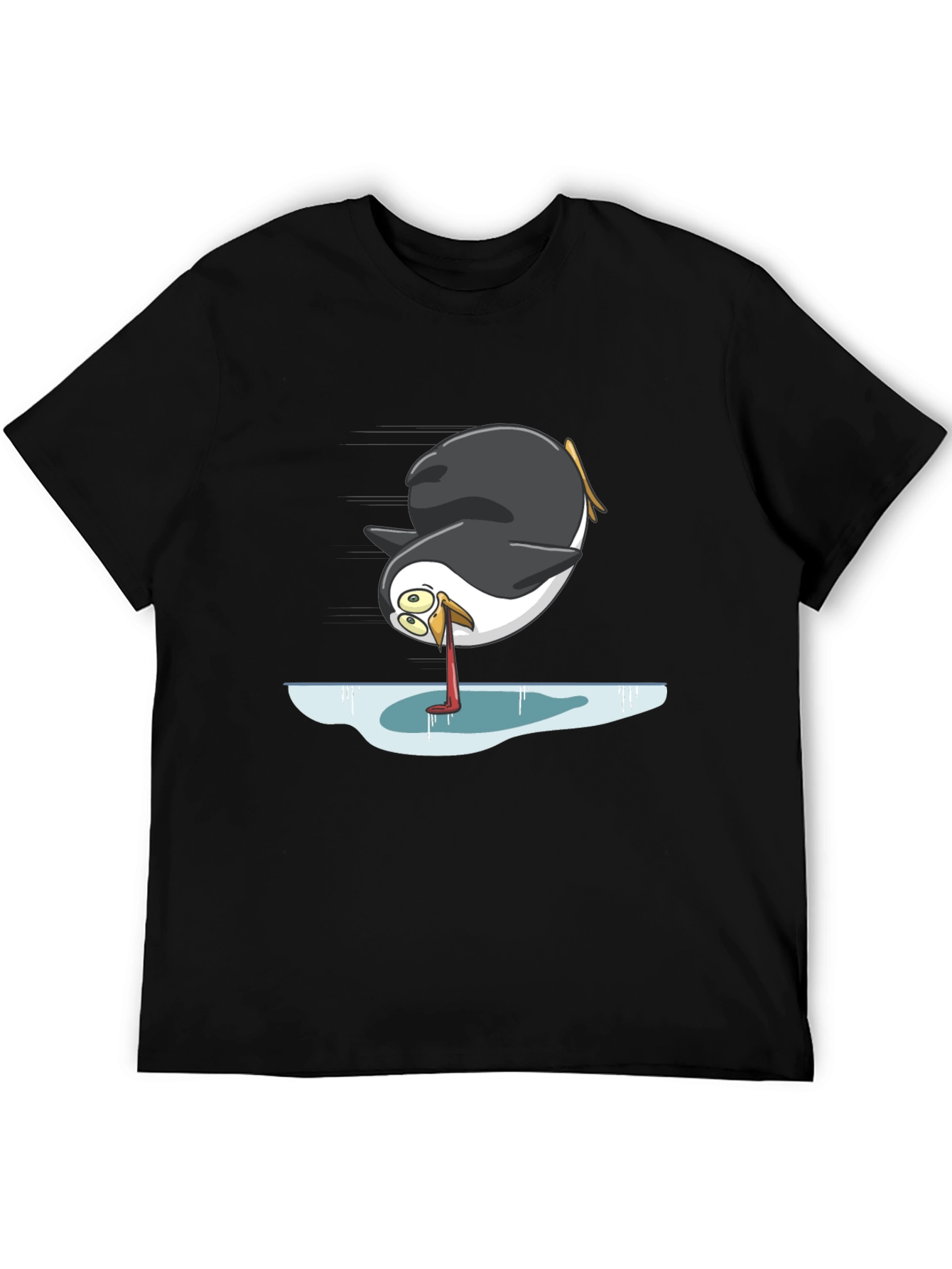 Humorous Penguin on Ice Graphic Tee