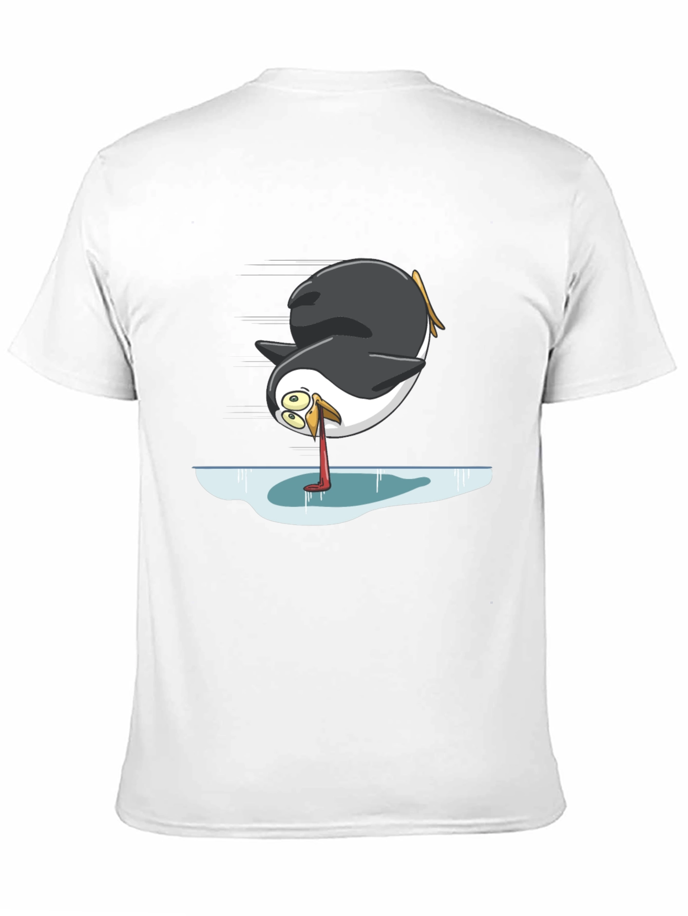 Humorous Penguin on Ice Graphic Tee