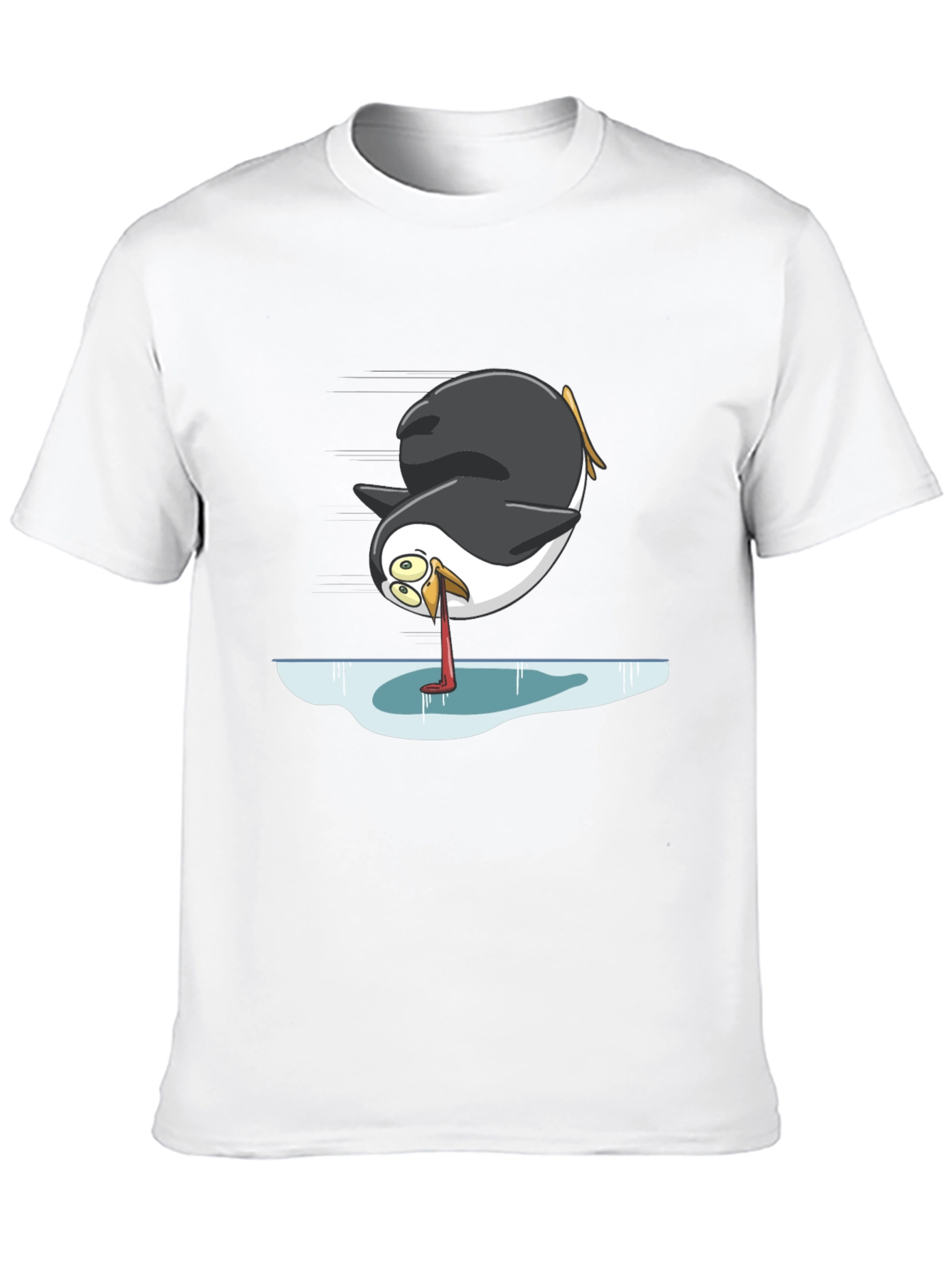 Humorous Penguin on Ice Graphic Tee