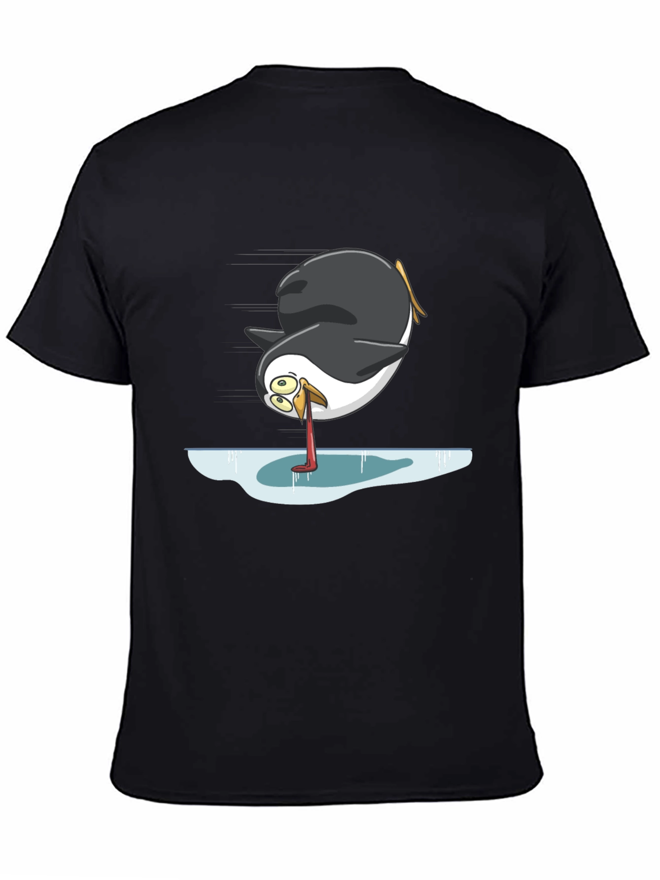 Humorous Penguin on Ice Graphic Tee