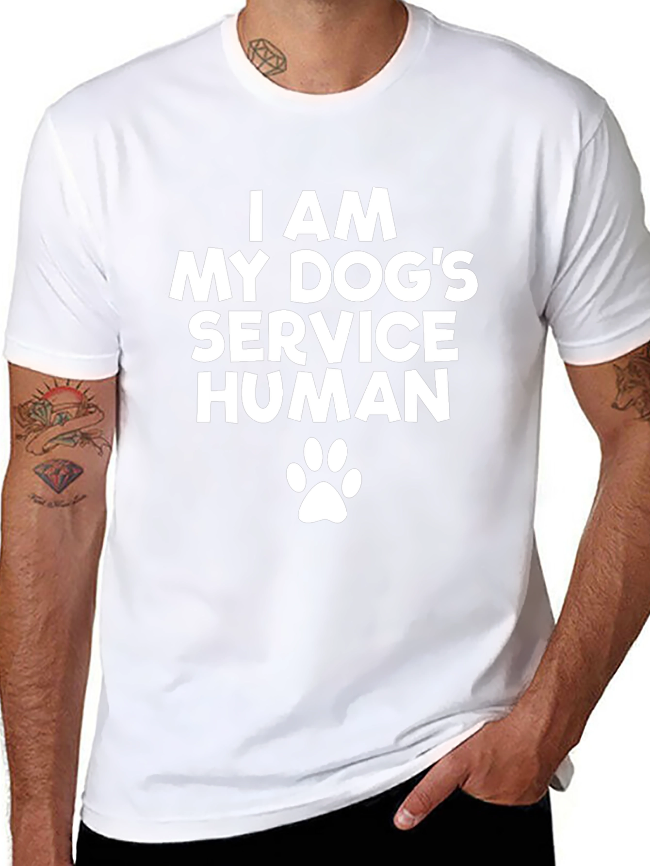 I Am My Dogs Service Human Black T-Shirt