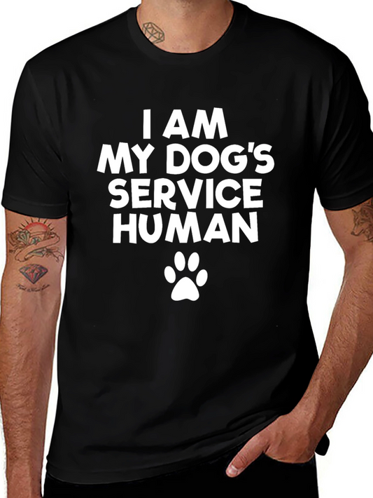 I Am My Dogs Service Human Black T-Shirt