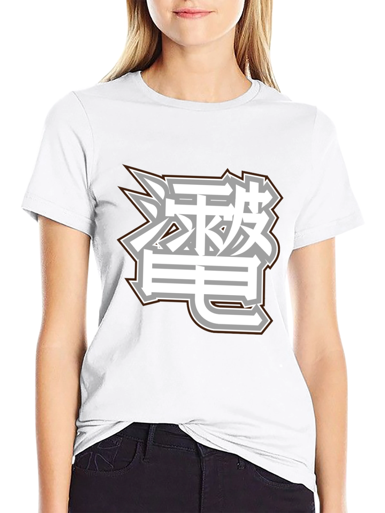 Black T-Shirt with Asian Inspired Graphic Design