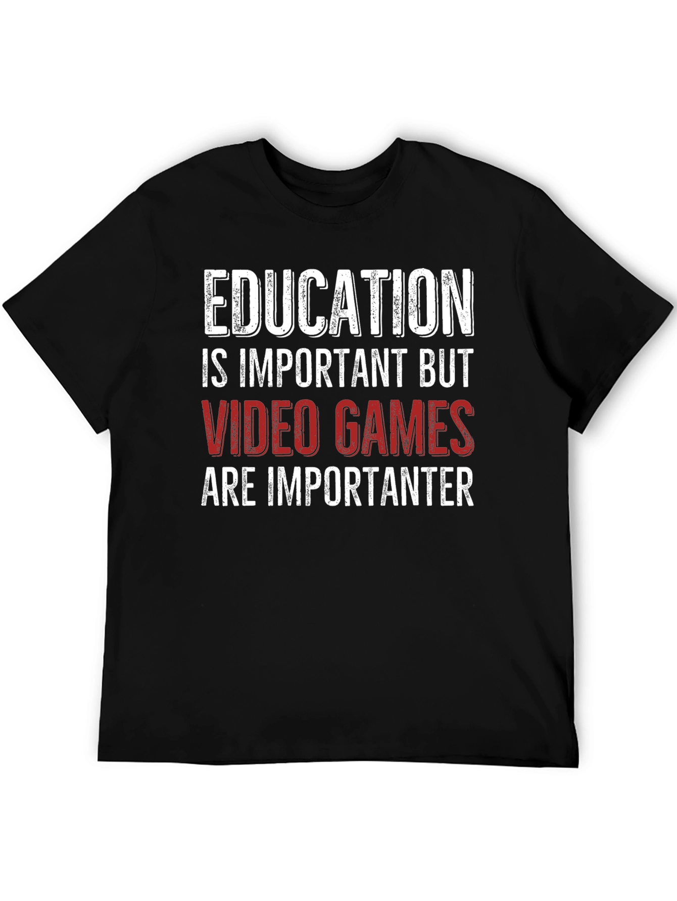 Education vs Video Games Funny Graphic T-Shirt