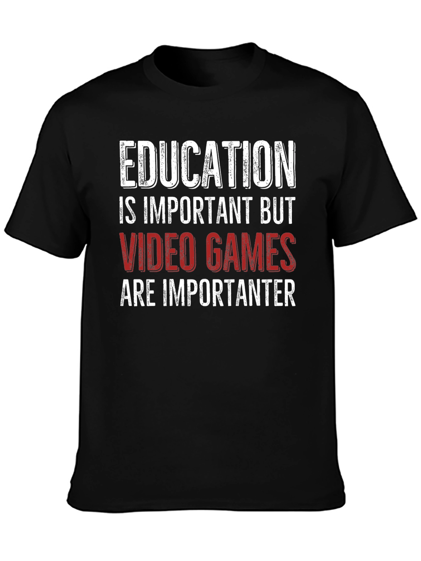 Education vs Video Games Funny Graphic T-Shirt