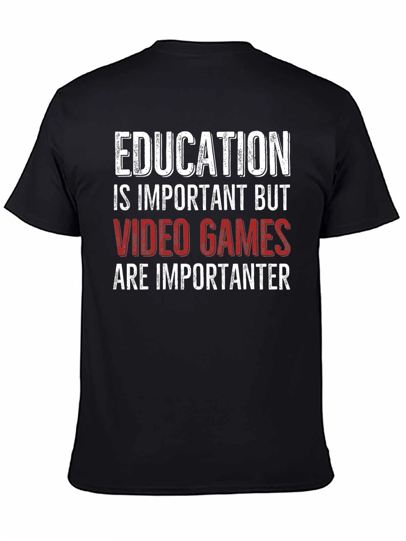 Education vs Video Games Funny Graphic T-Shirt