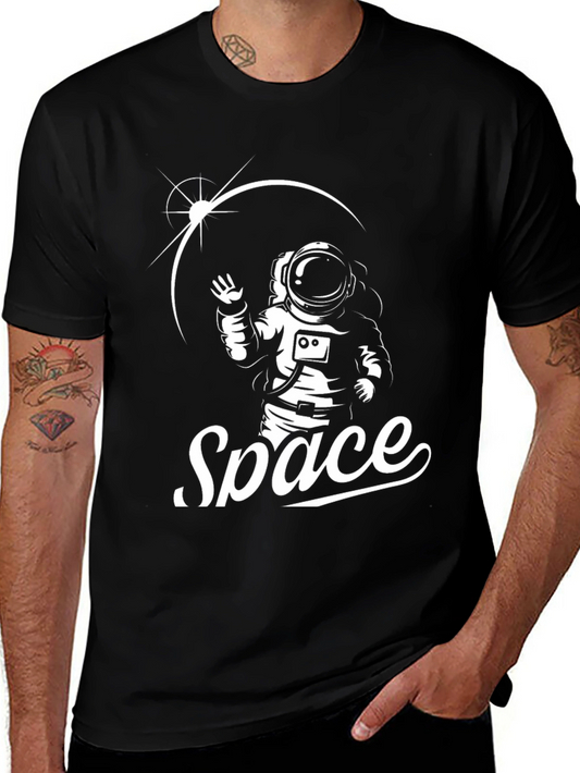 Astronaut Space Graphic T-Shirt - Black