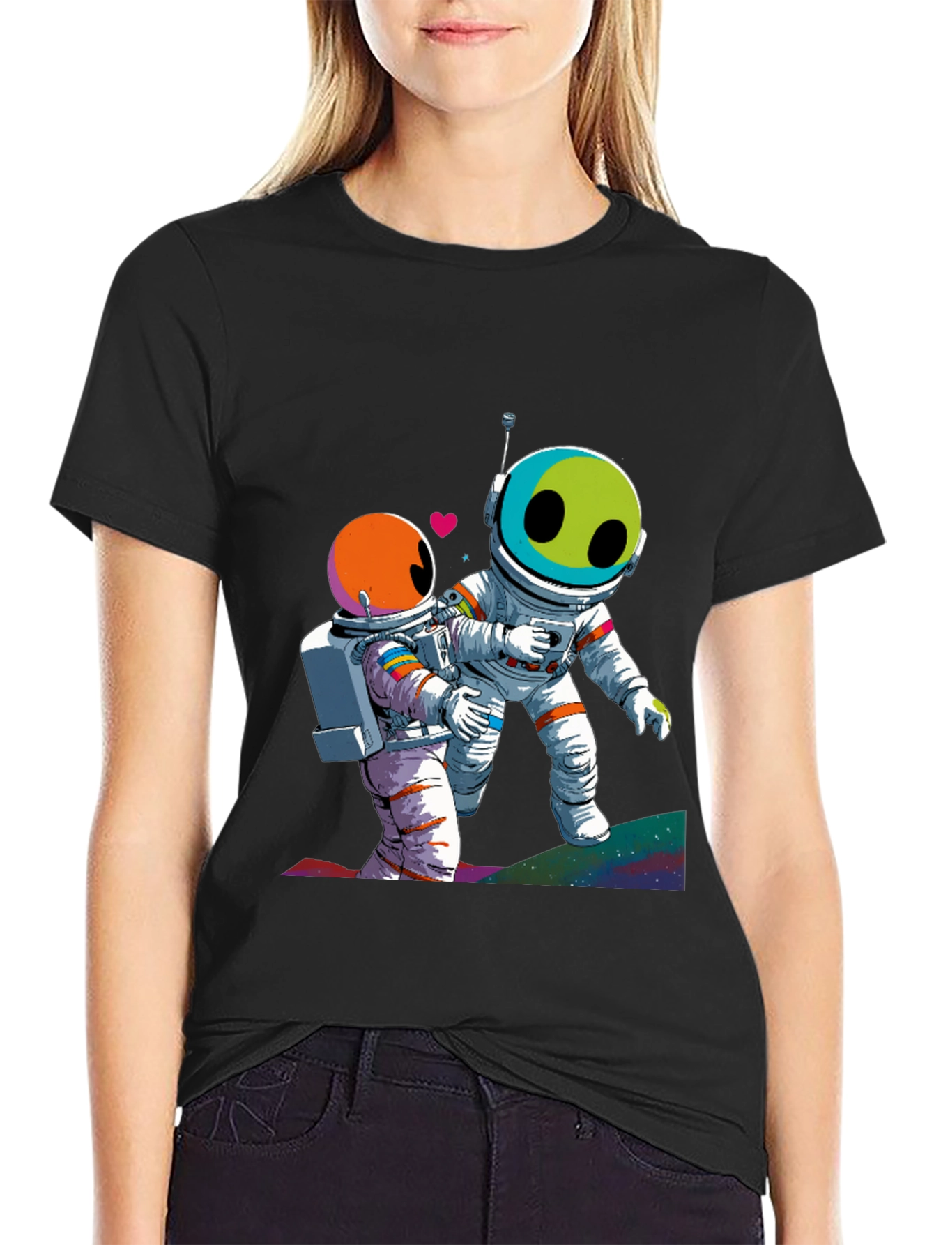 Astronauts in Love Black Graphic Tee
