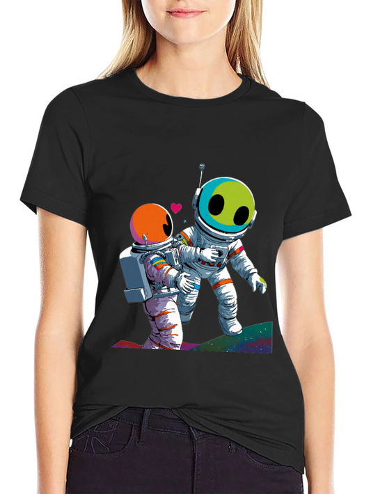 Astronauts in Love Black Graphic Tee
