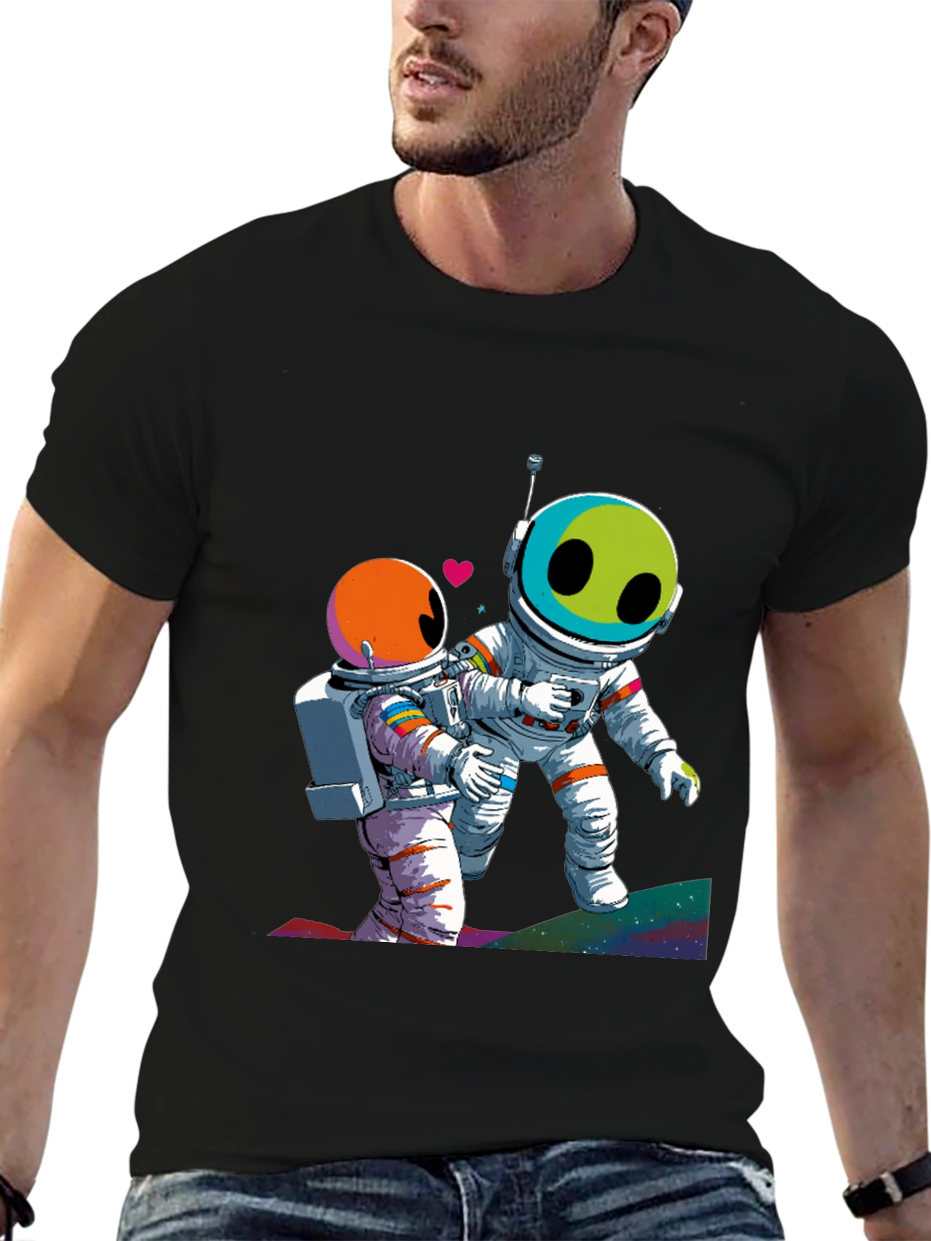 Astronauts in Love Black Graphic Tee