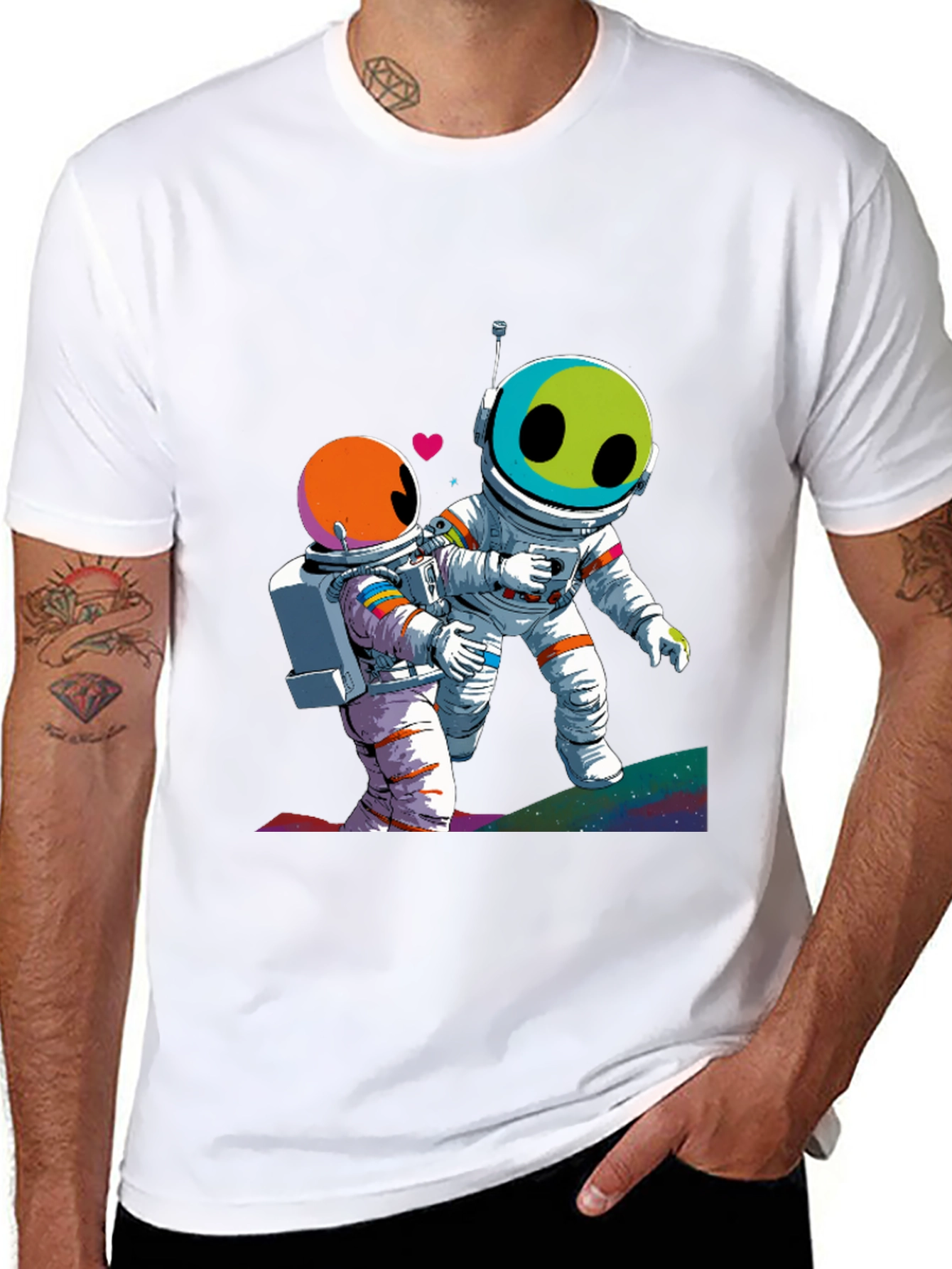Astronauts in Love Black Graphic Tee