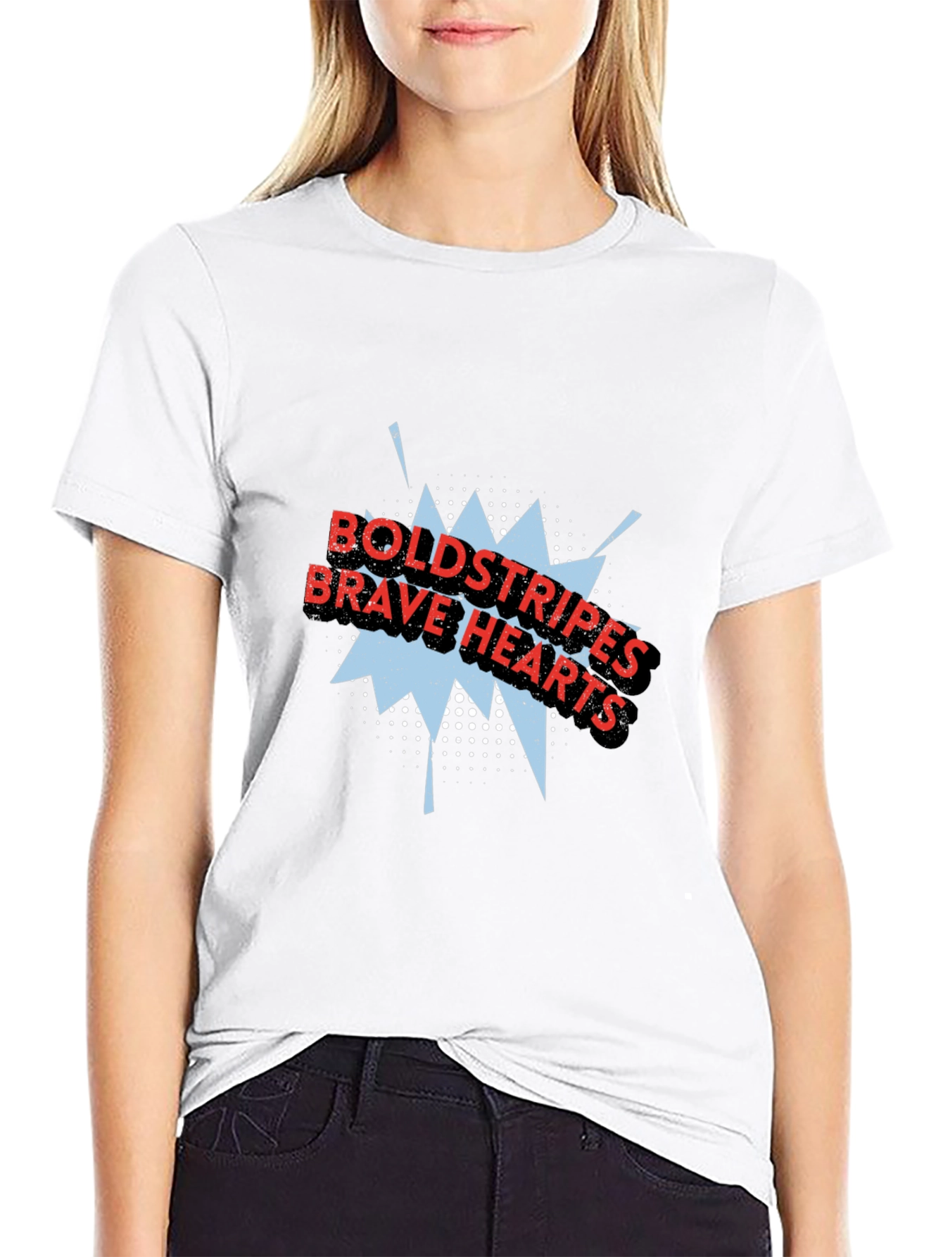 Bold Stripes Brave Hearts Graphic Tee