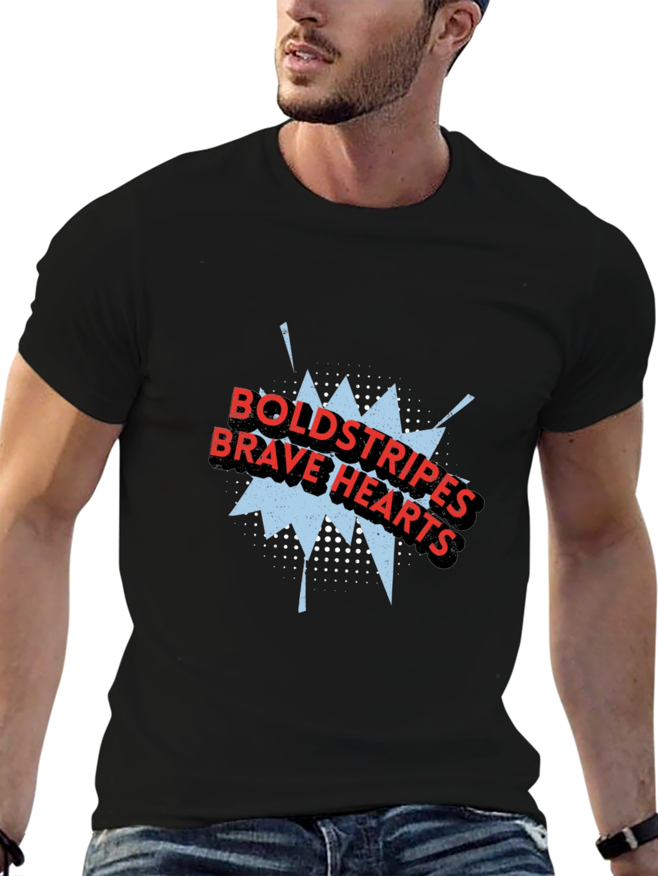 Bold Stripes Brave Hearts Graphic Tee