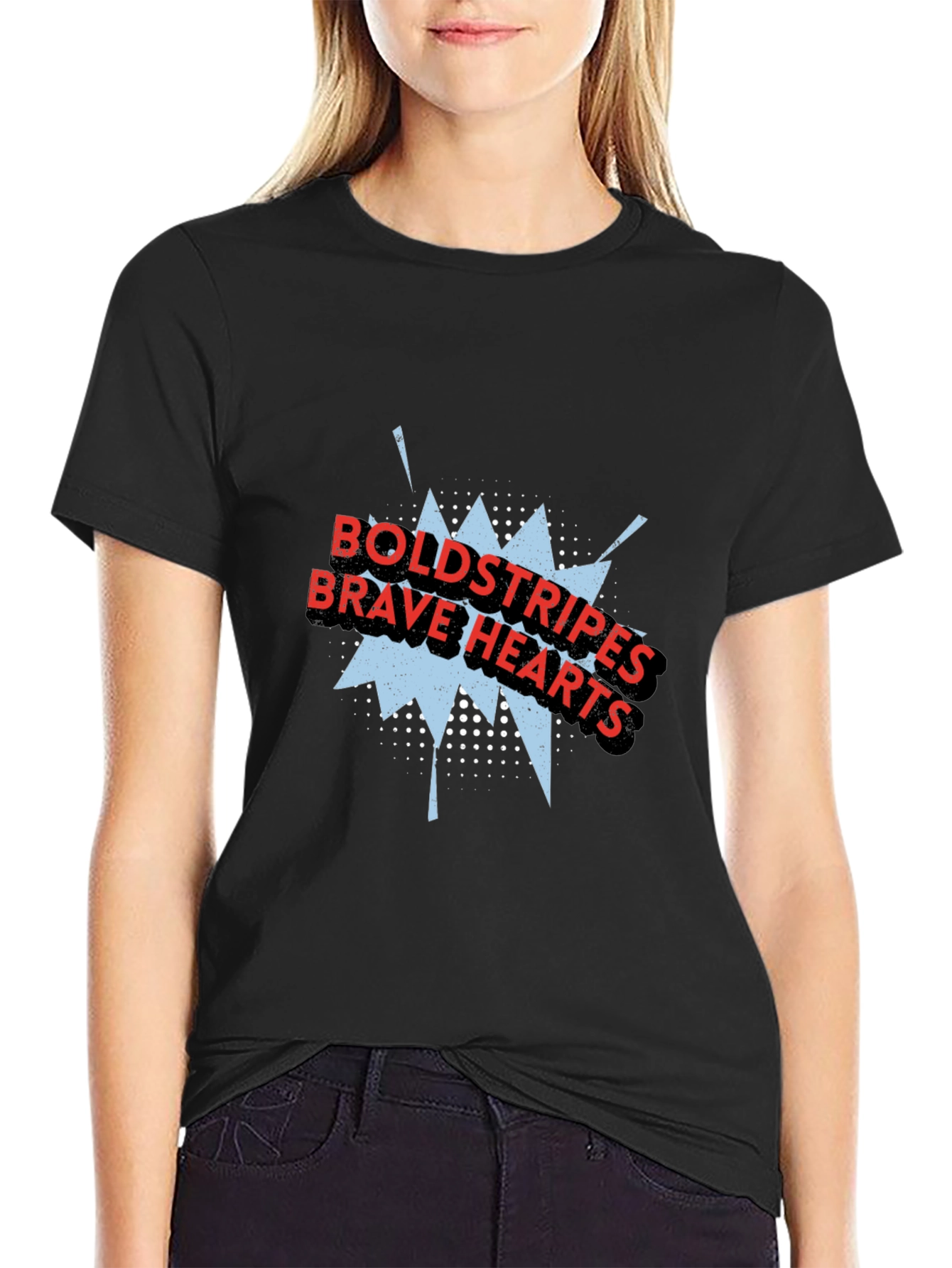 Bold Stripes Brave Hearts Graphic Tee