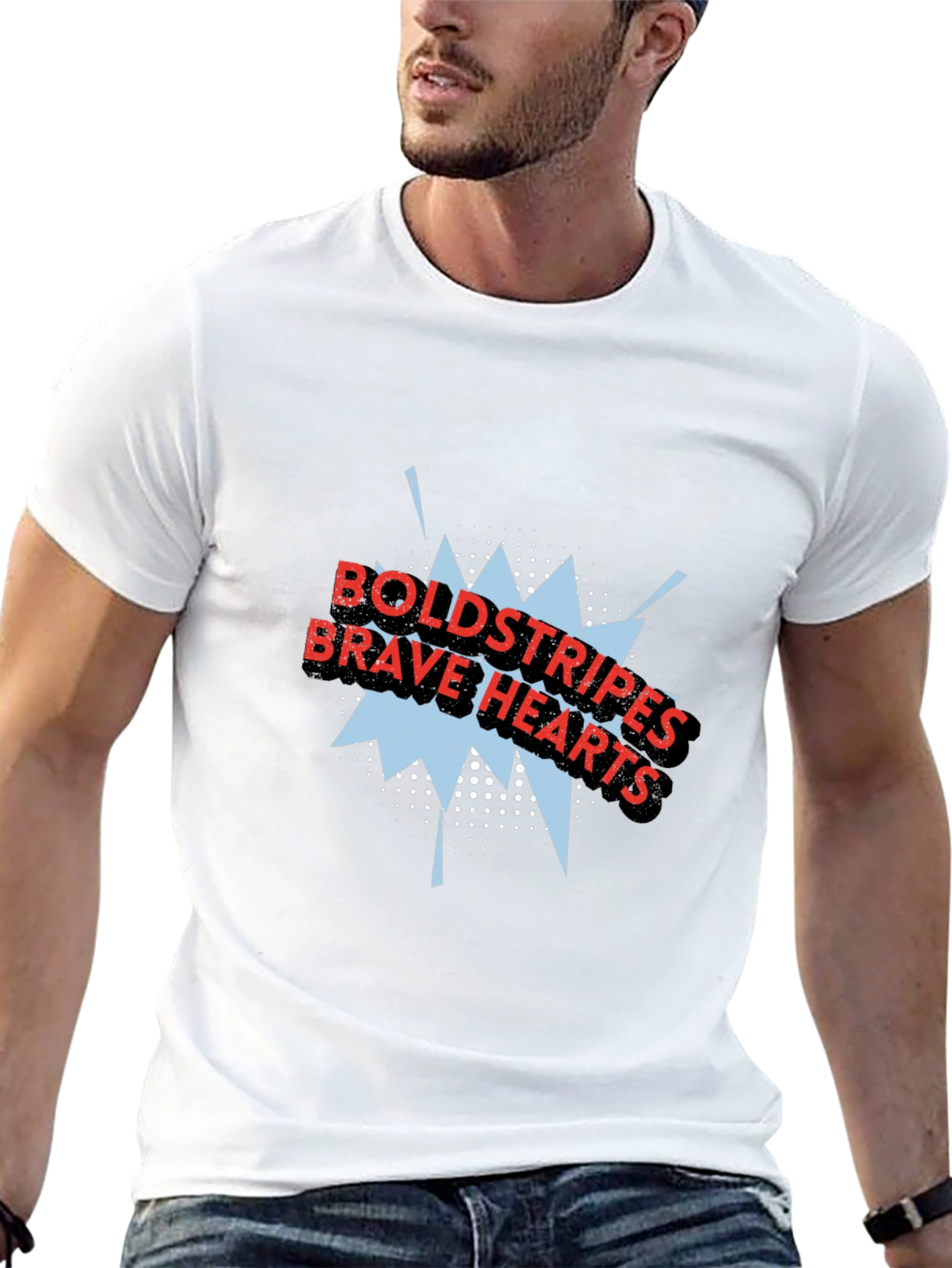 Bold Stripes Brave Hearts Graphic Tee