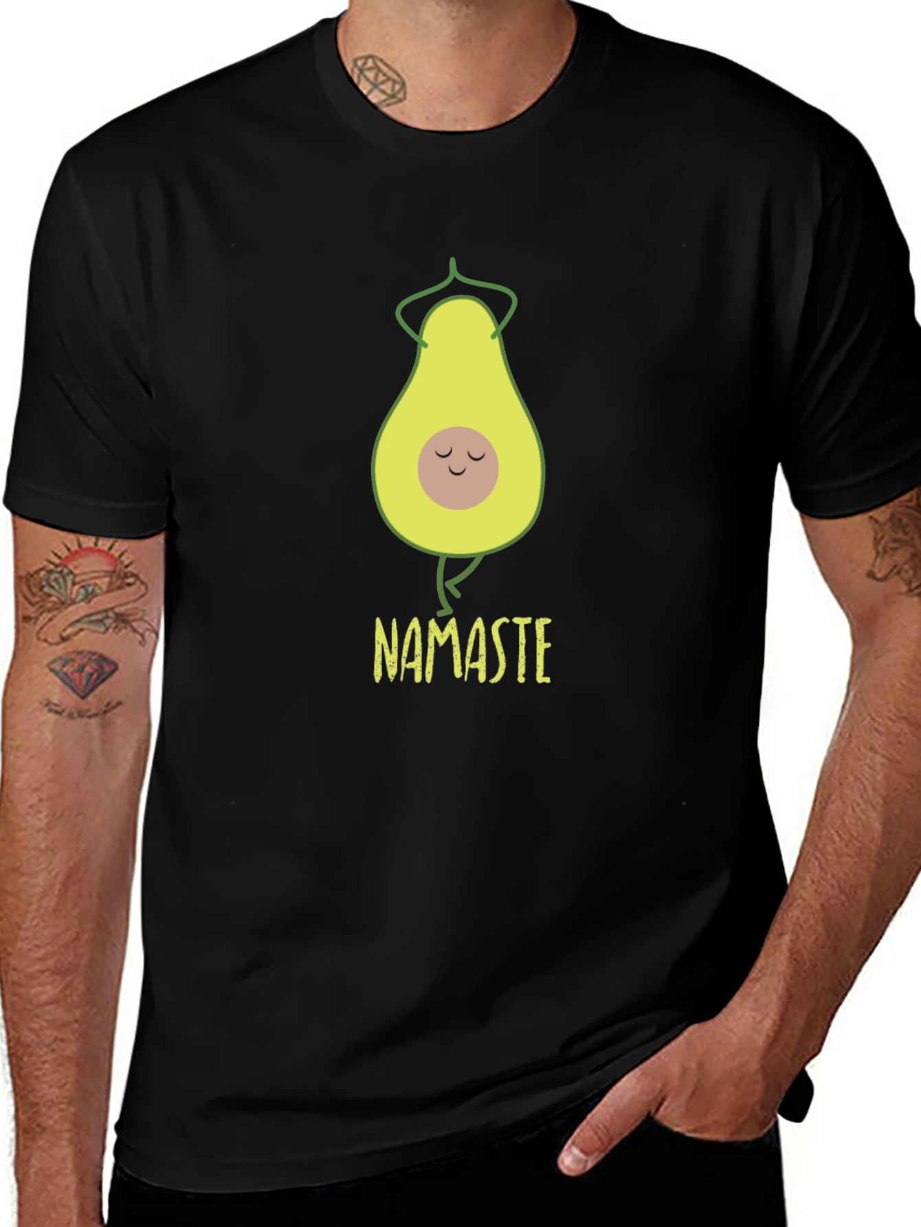 Avocado Yoga Namaste T-Shirt - Black