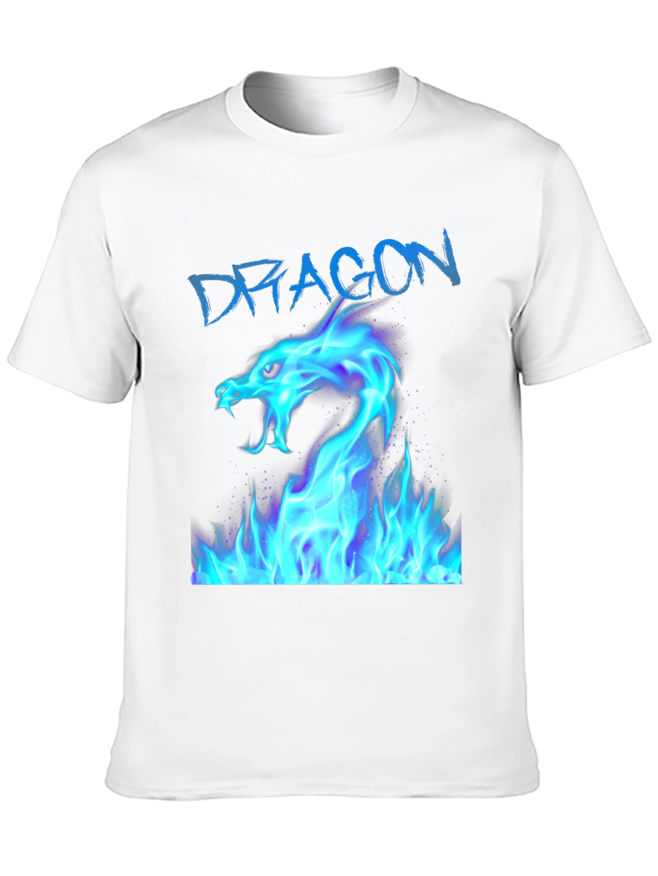 Black T-Shirt with Blue Dragon Fire Design