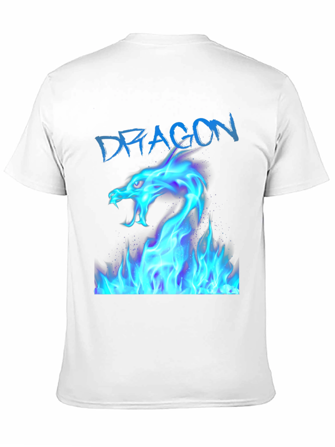 Black T-Shirt with Blue Dragon Fire Design