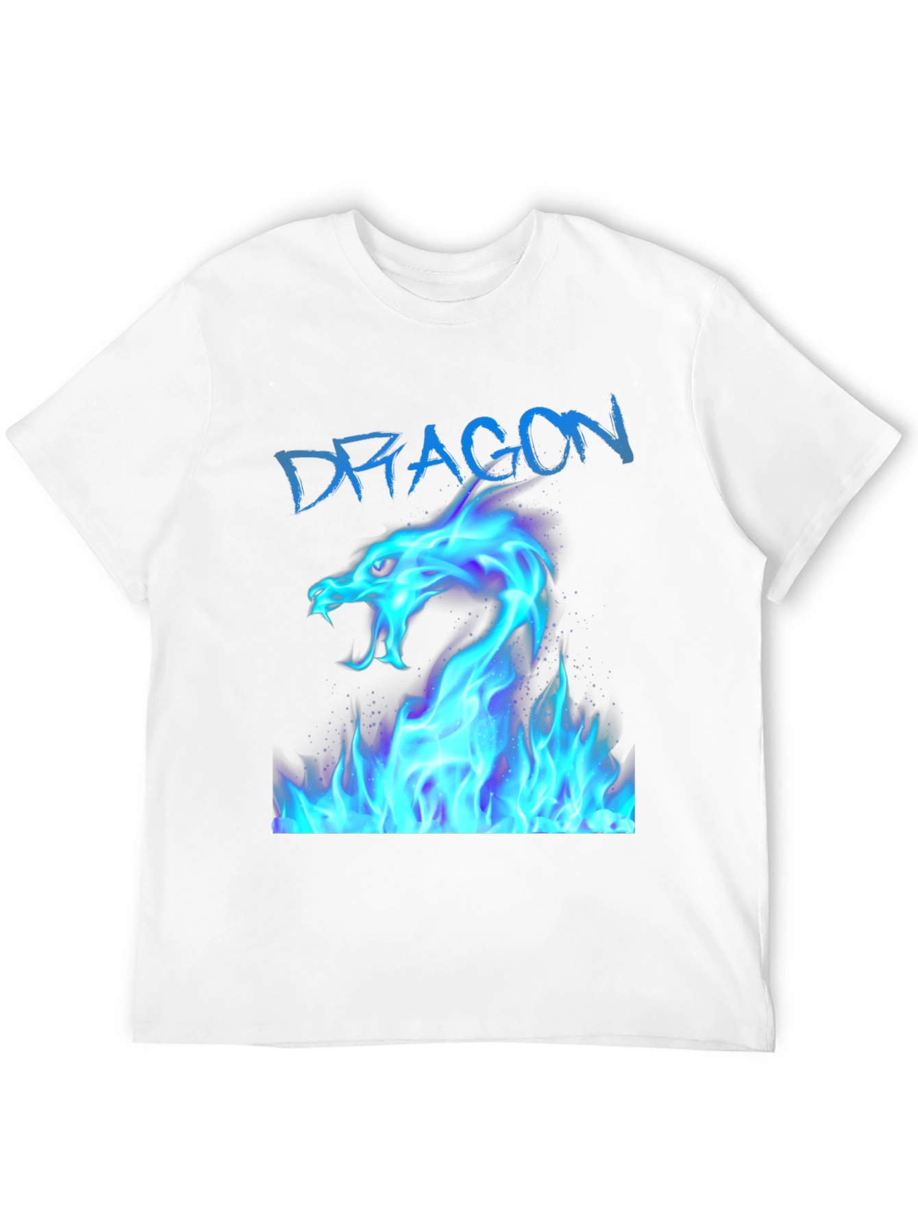 Black T-Shirt with Blue Dragon Fire Design