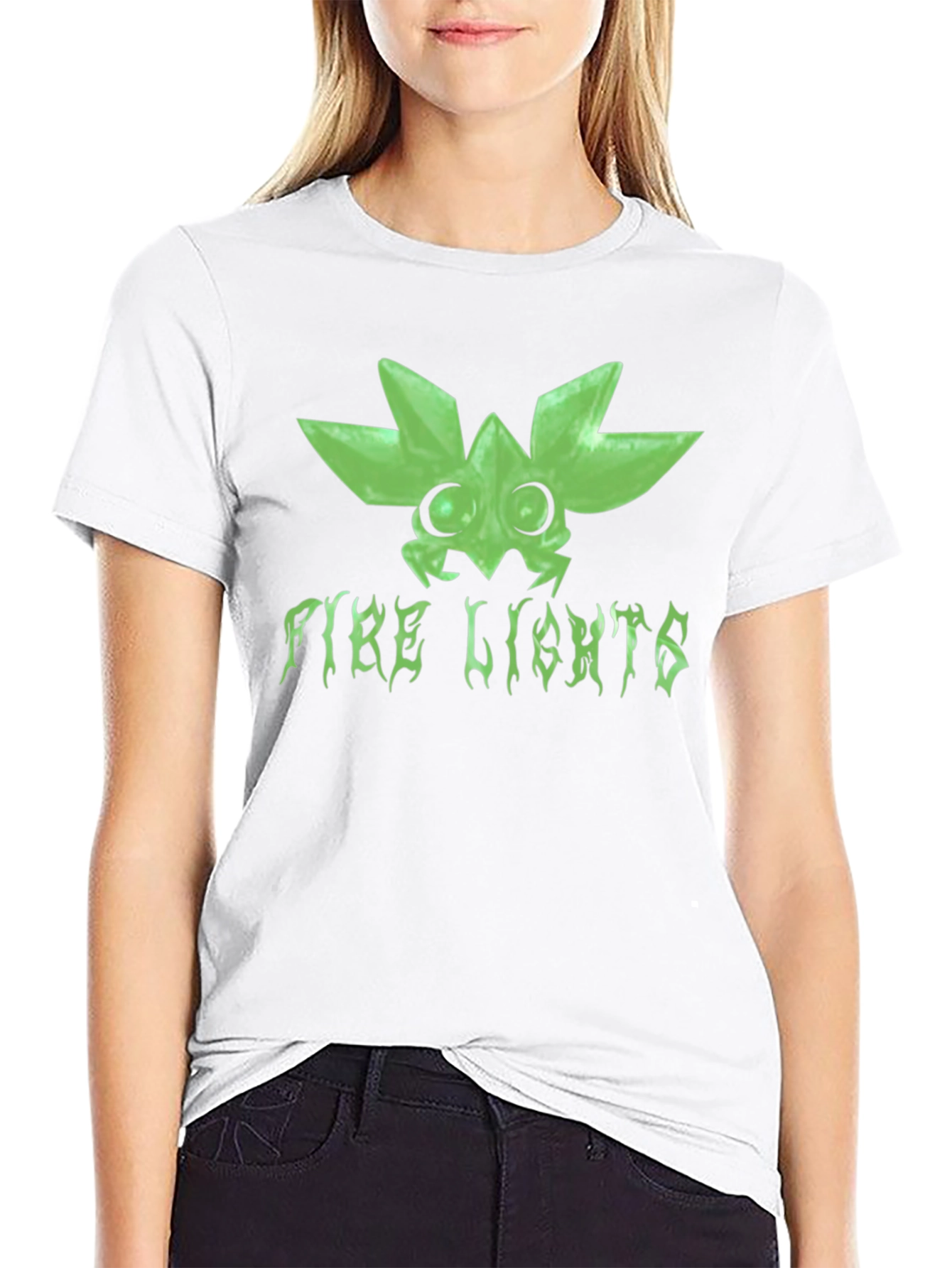 Fire Lights Graphic Print Black T-Shirt