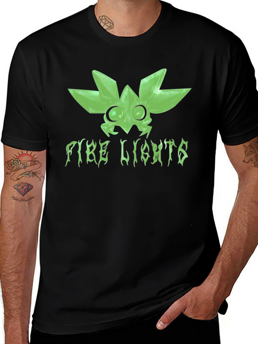 Fire Lights Graphic Print Black T-Shirt