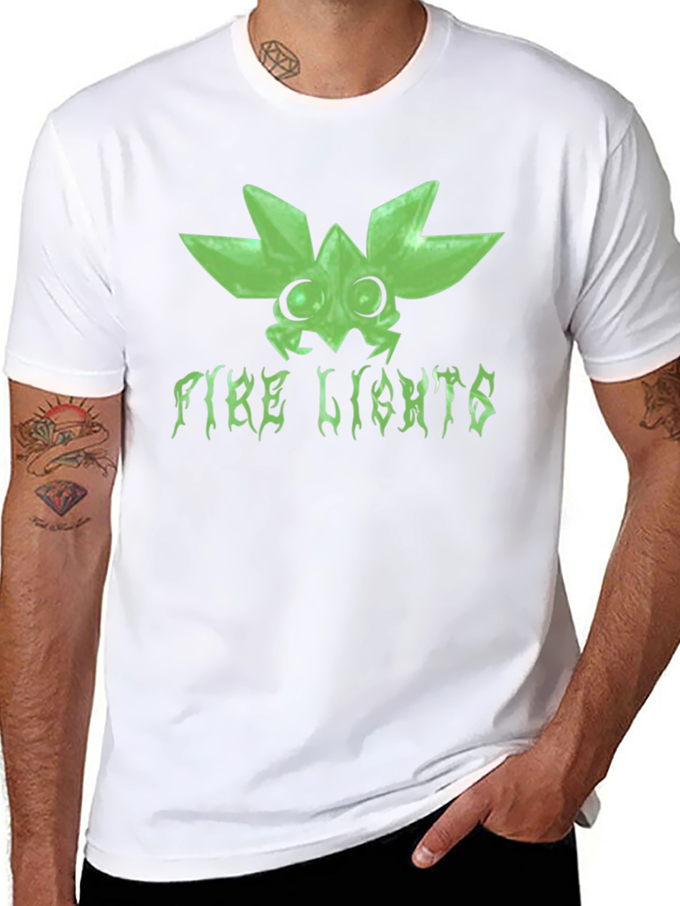 Fire Lights Graphic Print Black T-Shirt