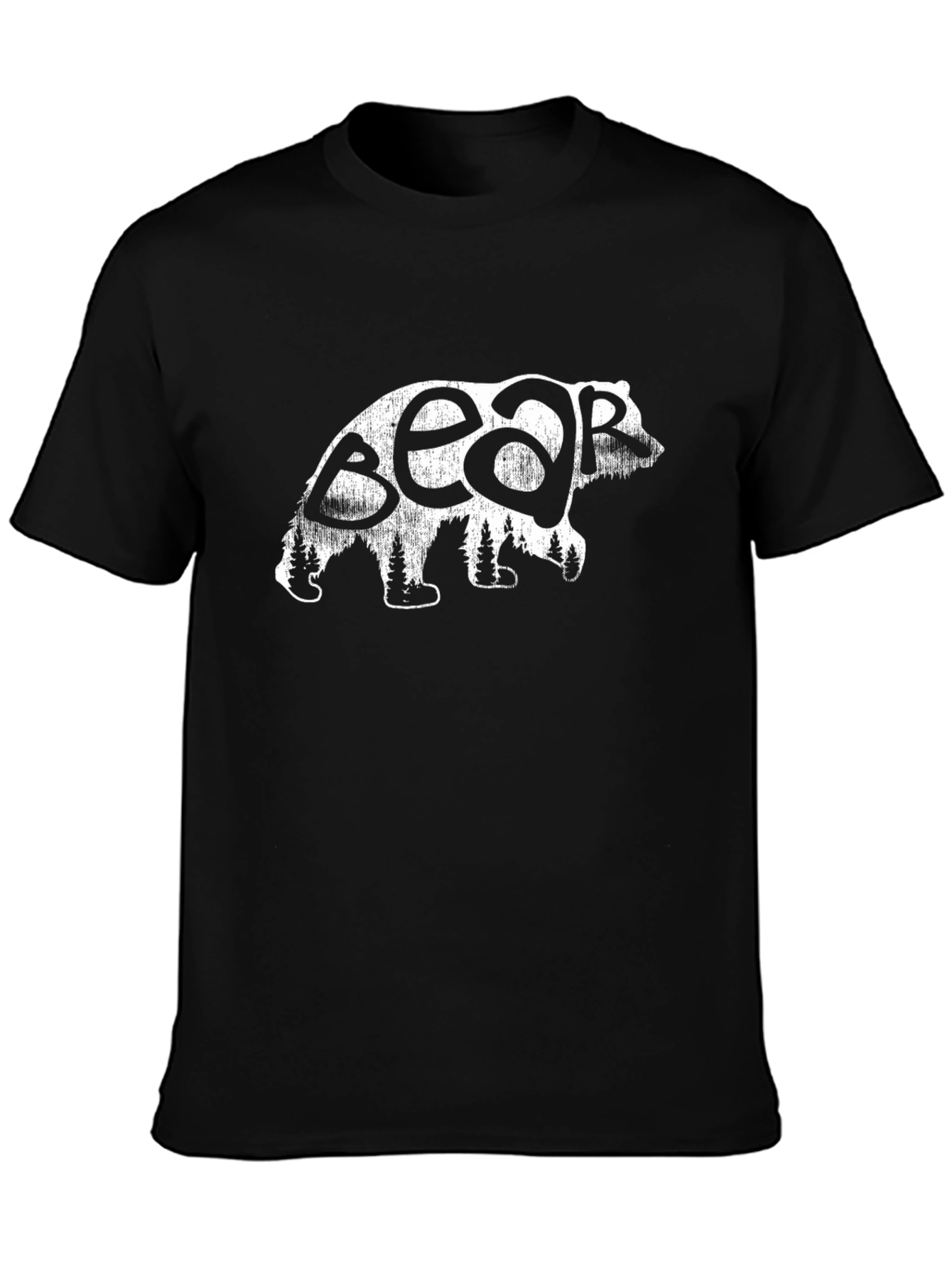 Bear Silhouette Graphic T-Shirt - Black