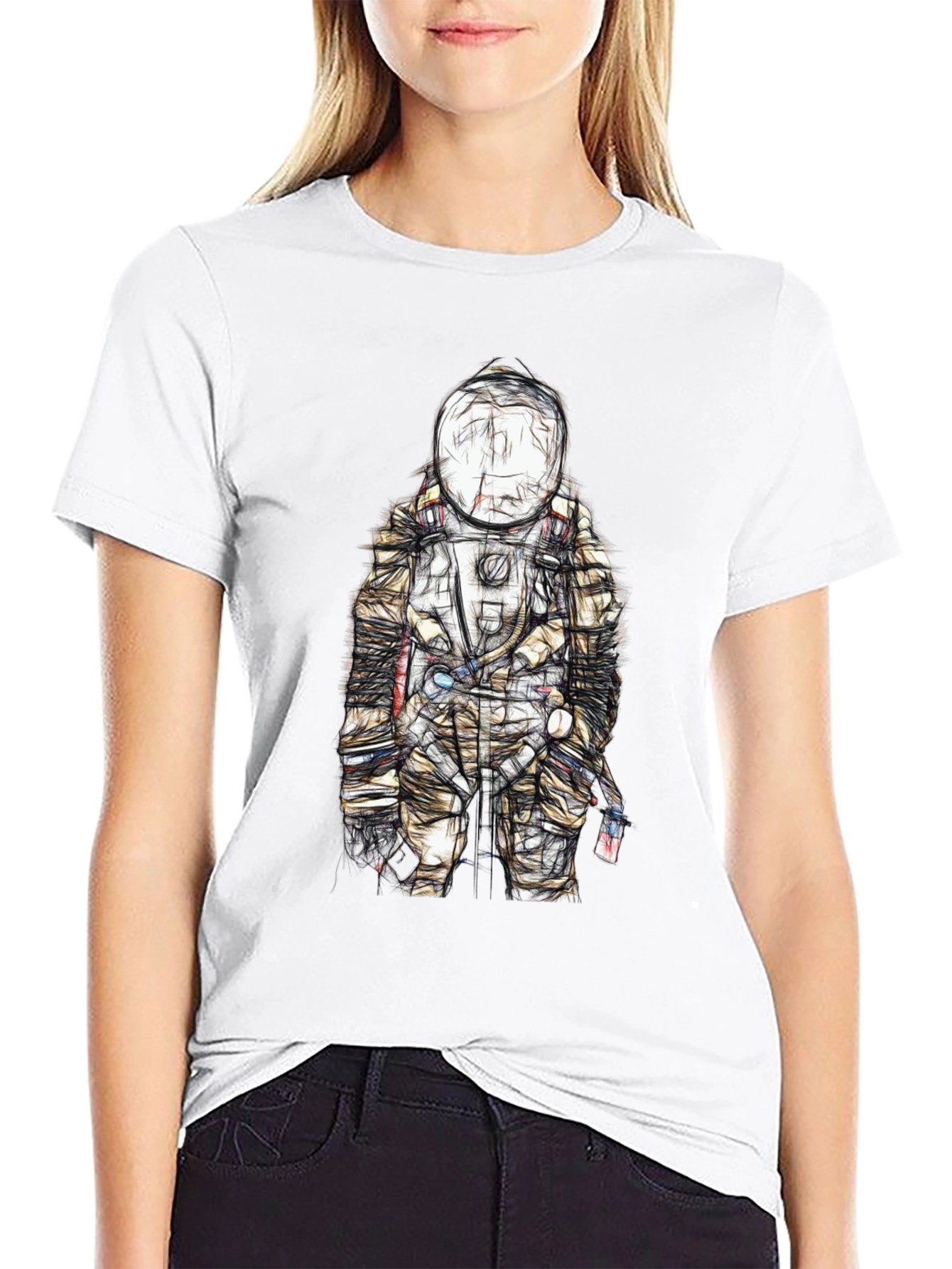 Astronaut Sketch Graphic Tee - Unique Design