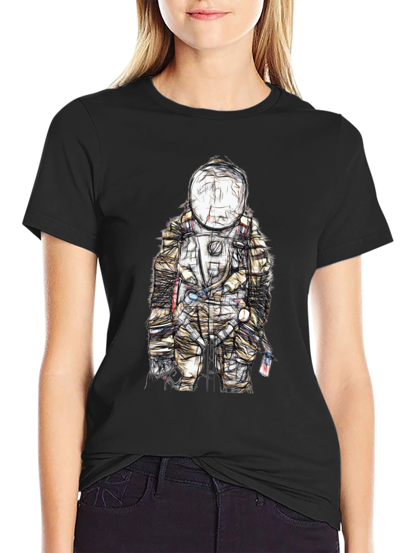 Astronaut Sketch Graphic Tee - Unique Design