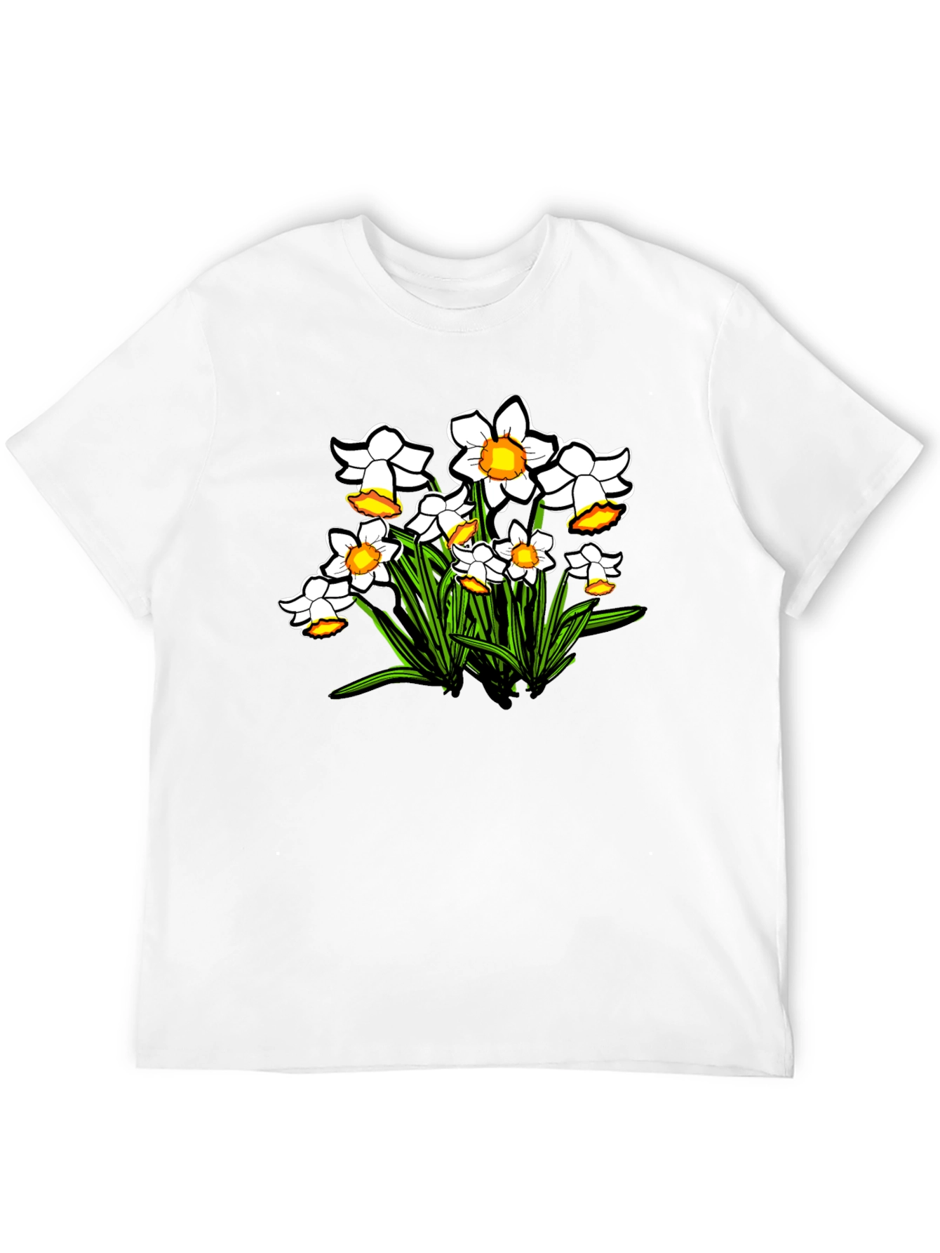 Floral Daffodil Graphic Print Black T-Shirt