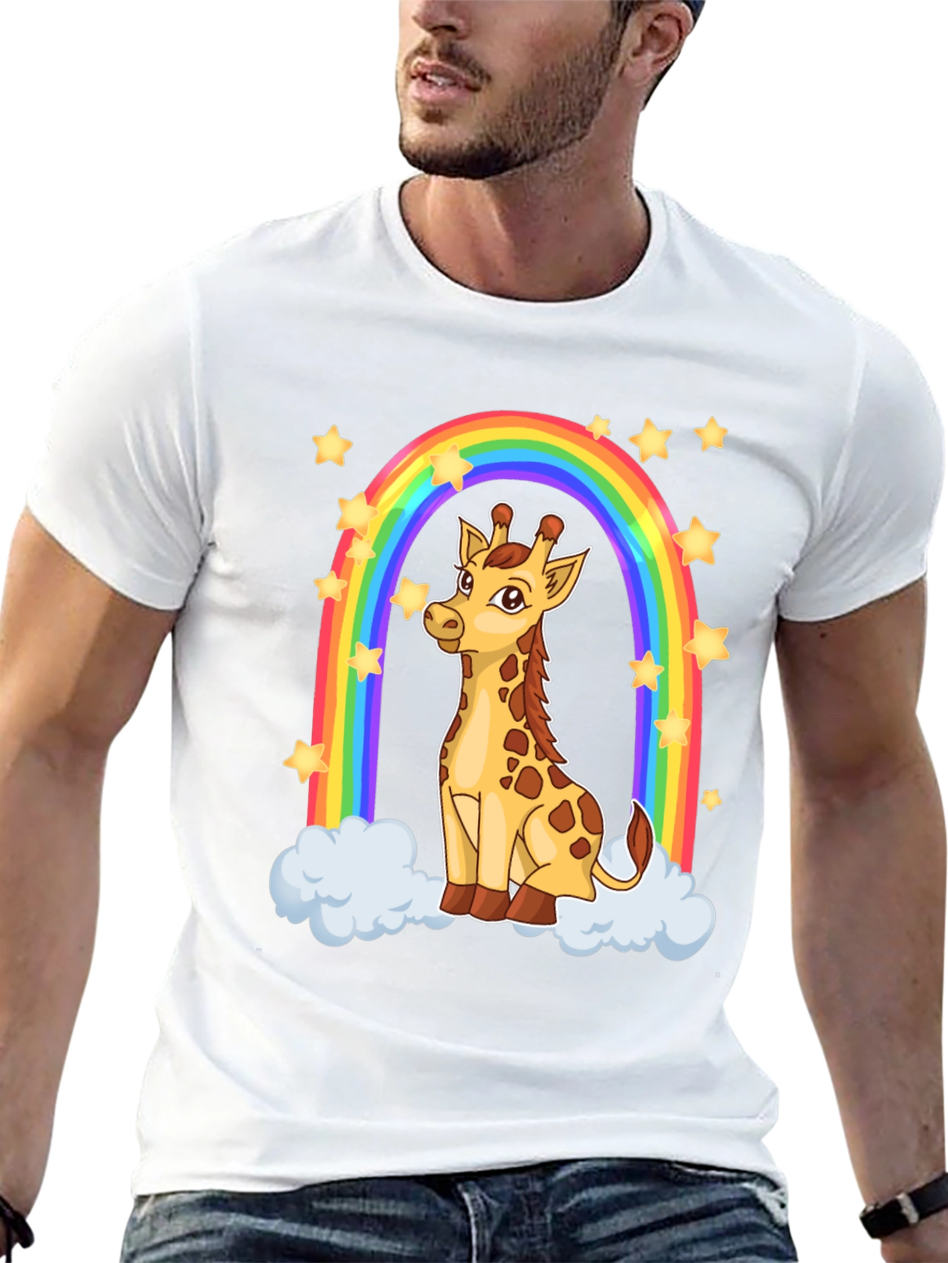 Giraffe Rainbow Graphic T-Shirt