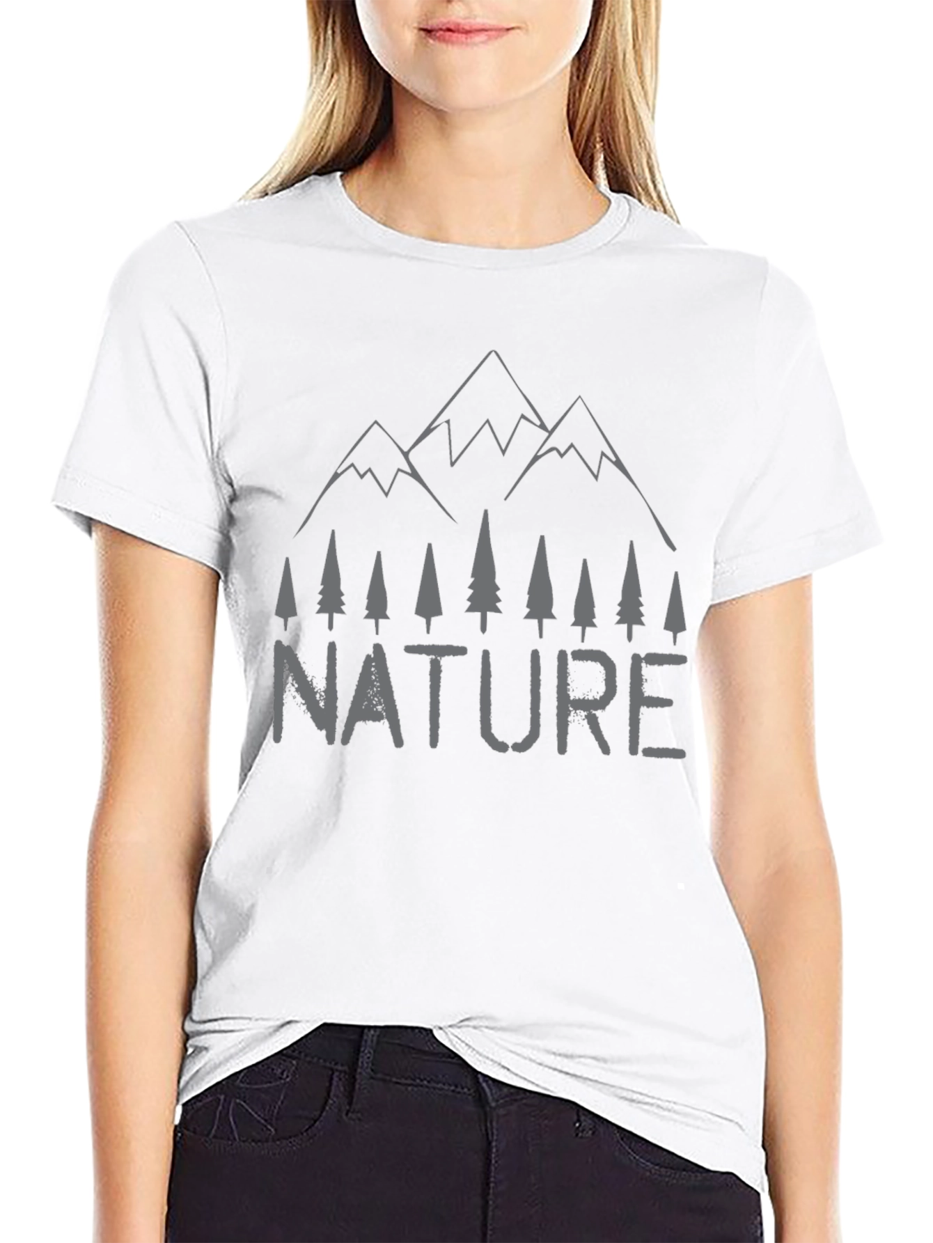 Nature Graphic Tee - Mountain & Trees Print
