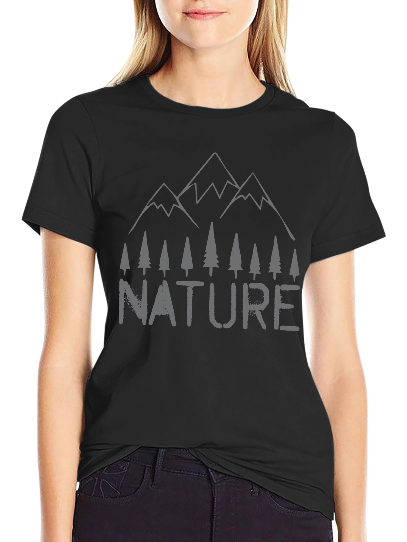 Nature Graphic Tee - Mountain & Trees Print
