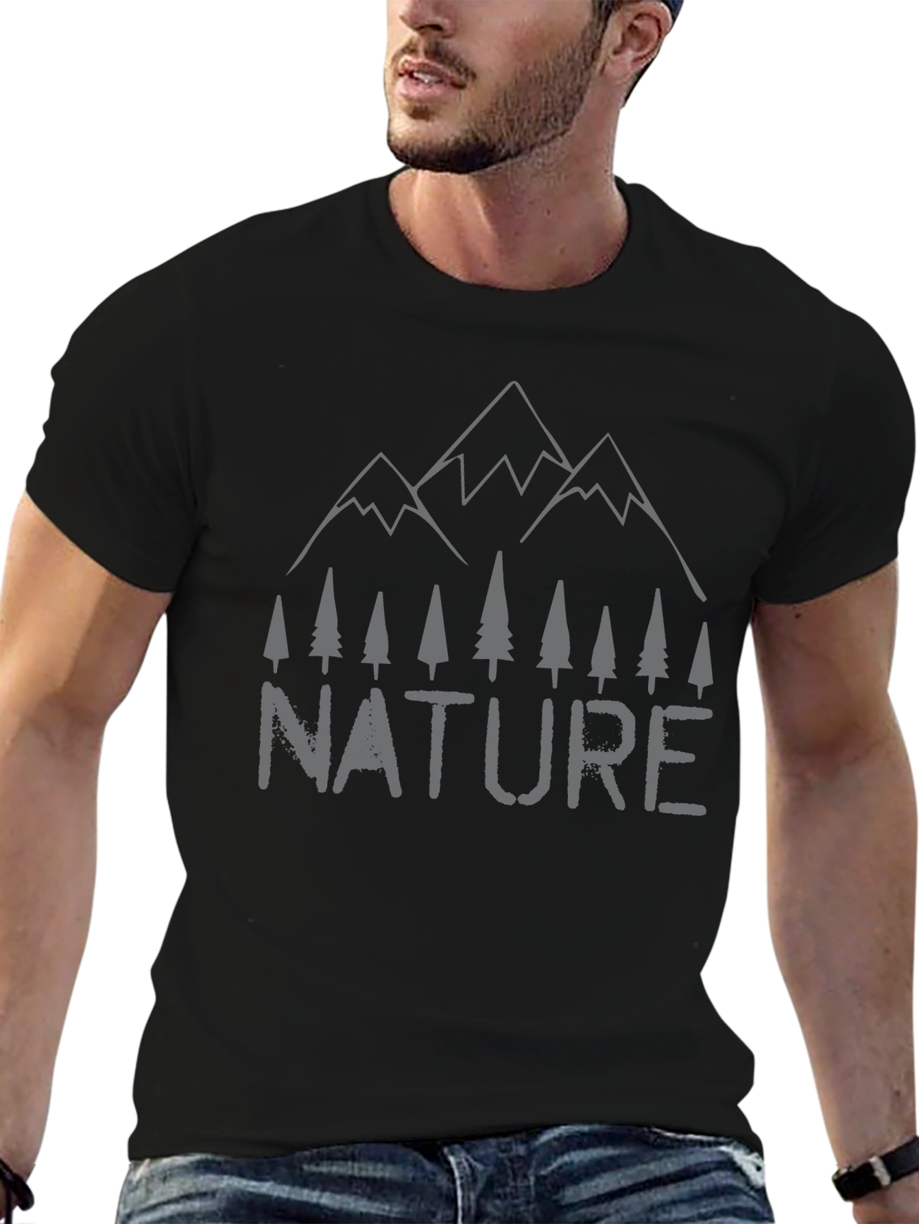 Nature Graphic Tee - Mountain & Trees Print