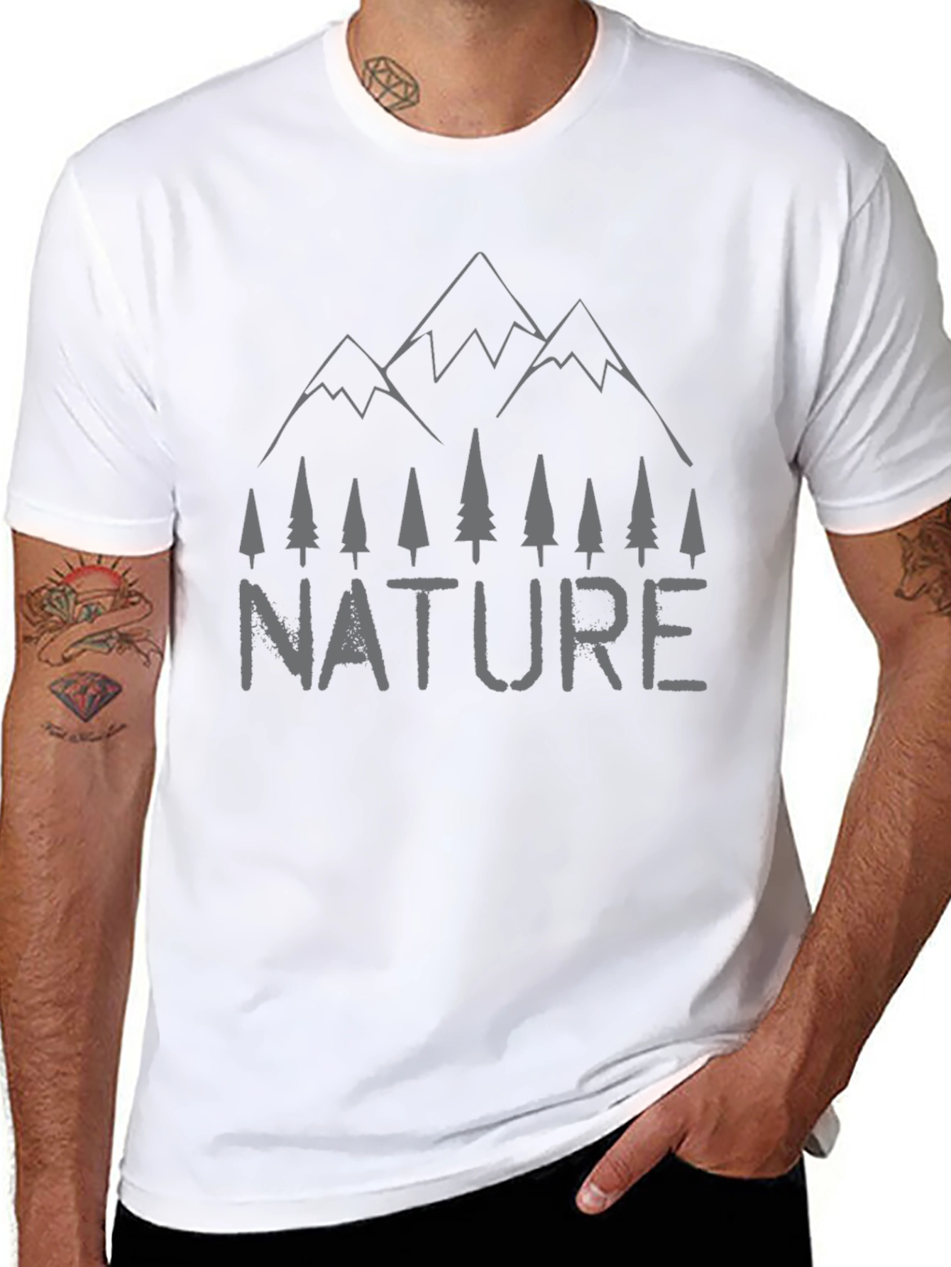 Nature Graphic Tee - Mountain & Trees Print