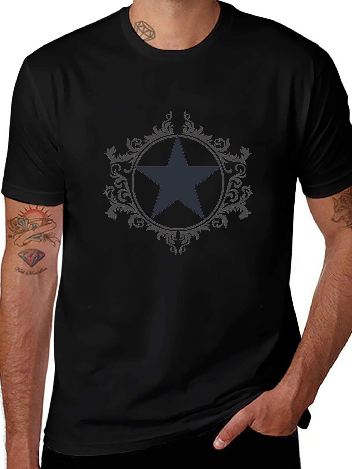 Star Emblem Graphic Tee - Mens Black T-Shirt