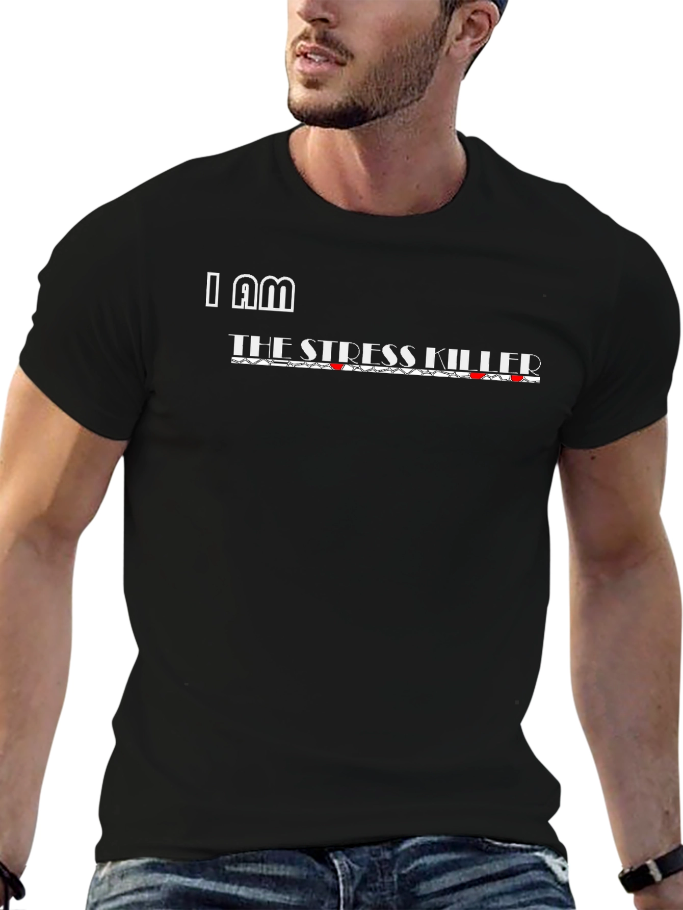 I AM THE STRESS KILLER Graphic Tee - Black