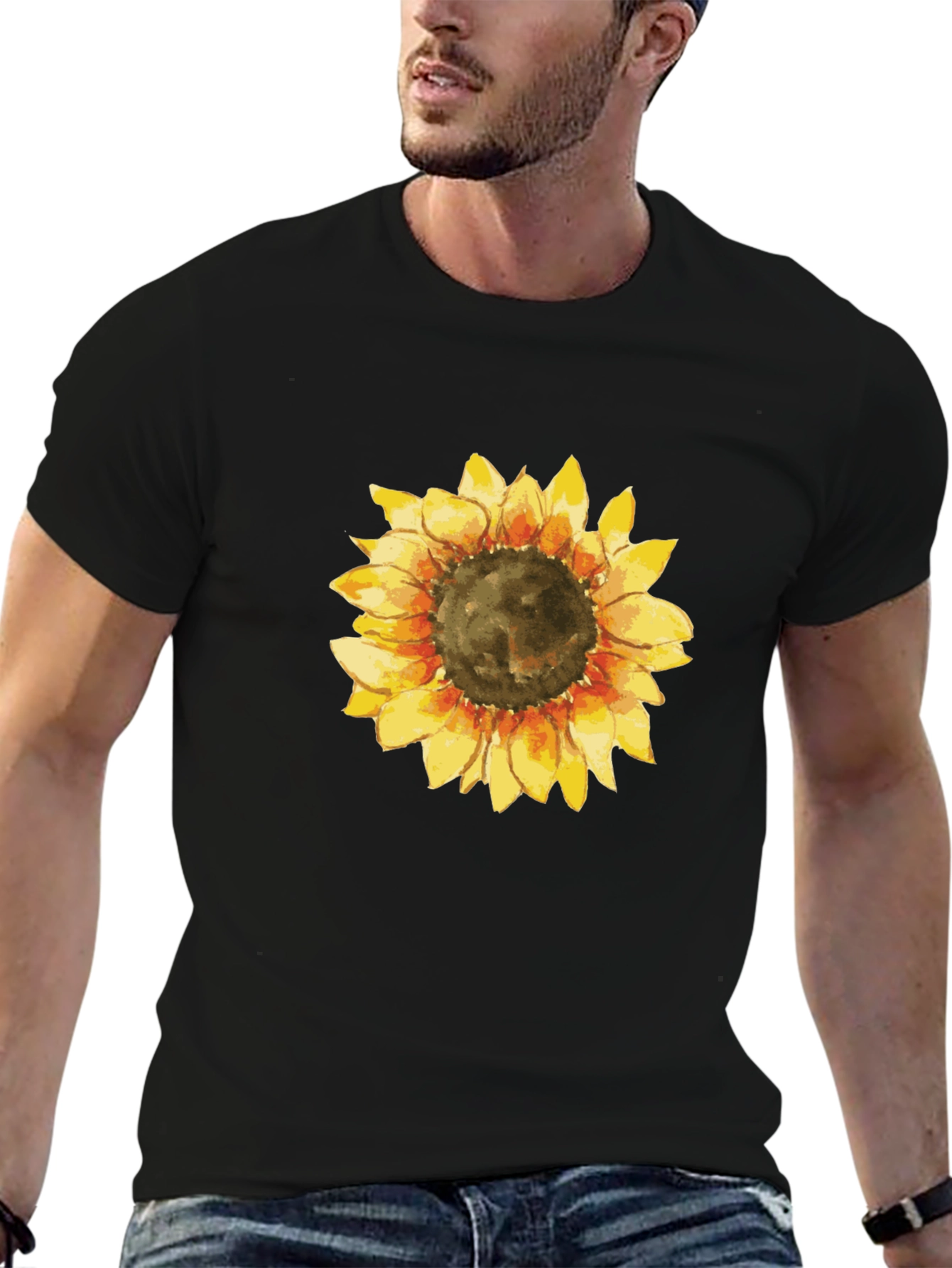 Sunflower Graphic Black T-Shirt for Men