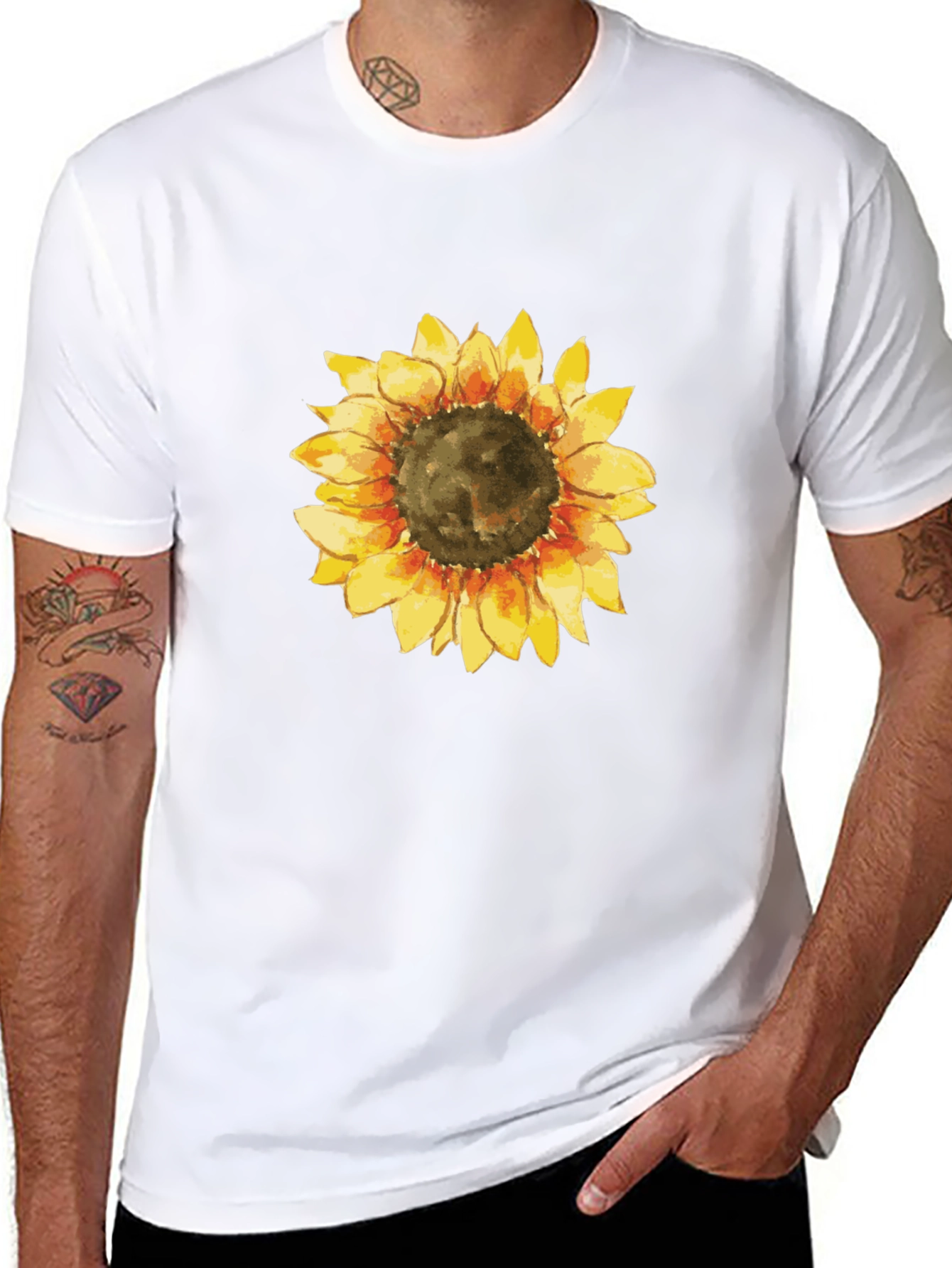 Sunflower Graphic Black T-Shirt for Men