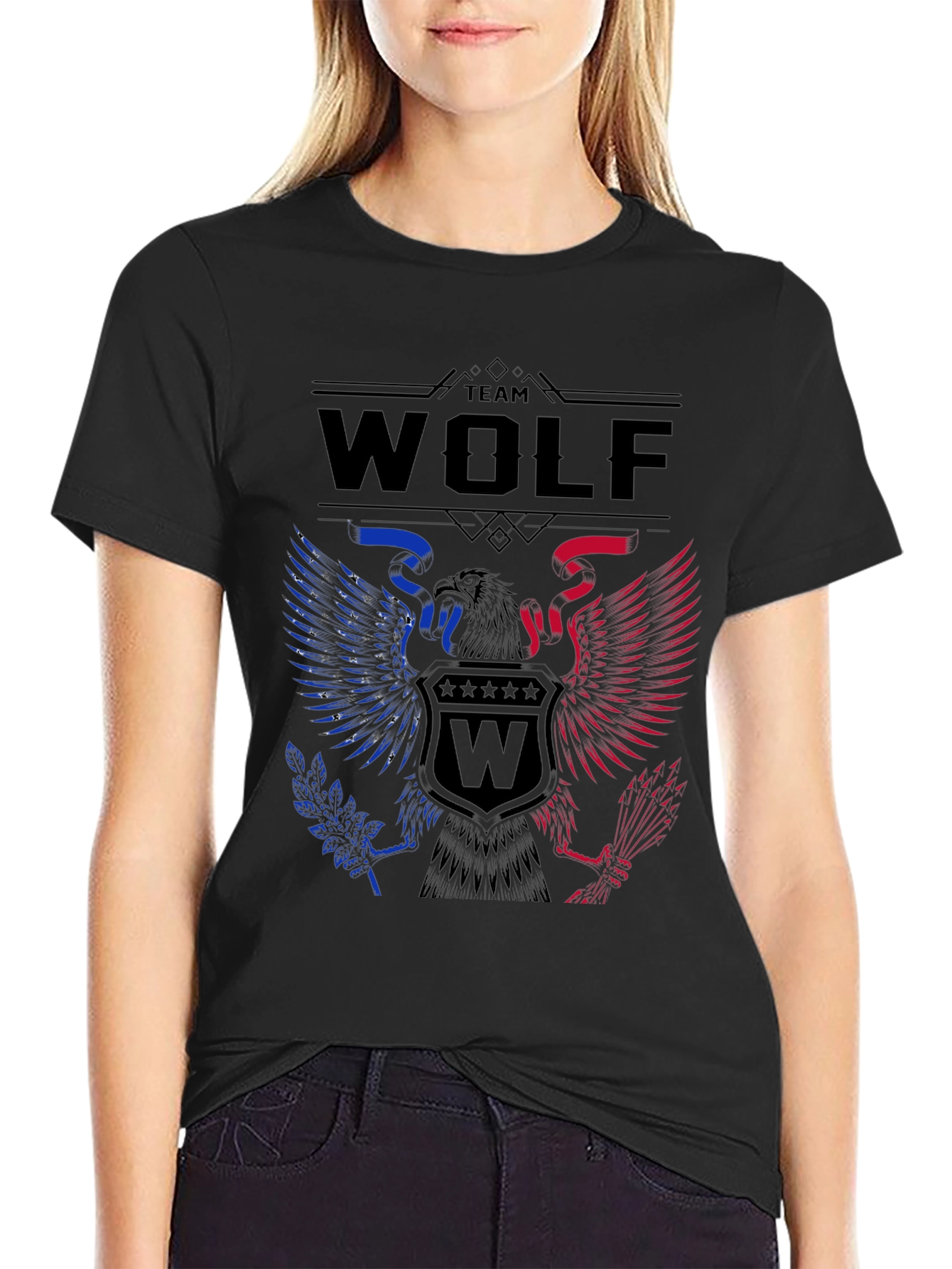 Team Wolf Eagle Graphic Print Tee