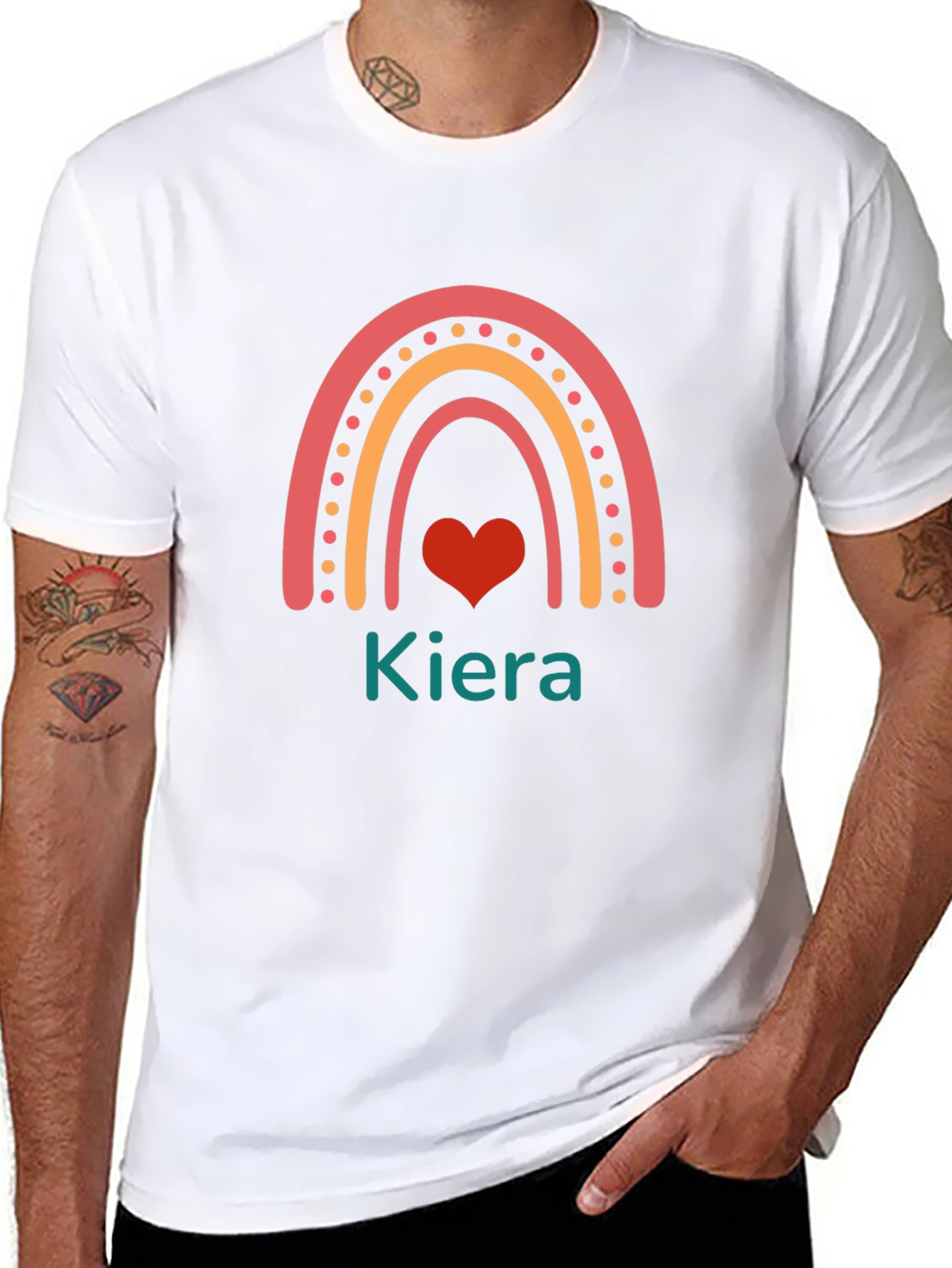 Kiera Rainbow Heart Custom T-Shirt