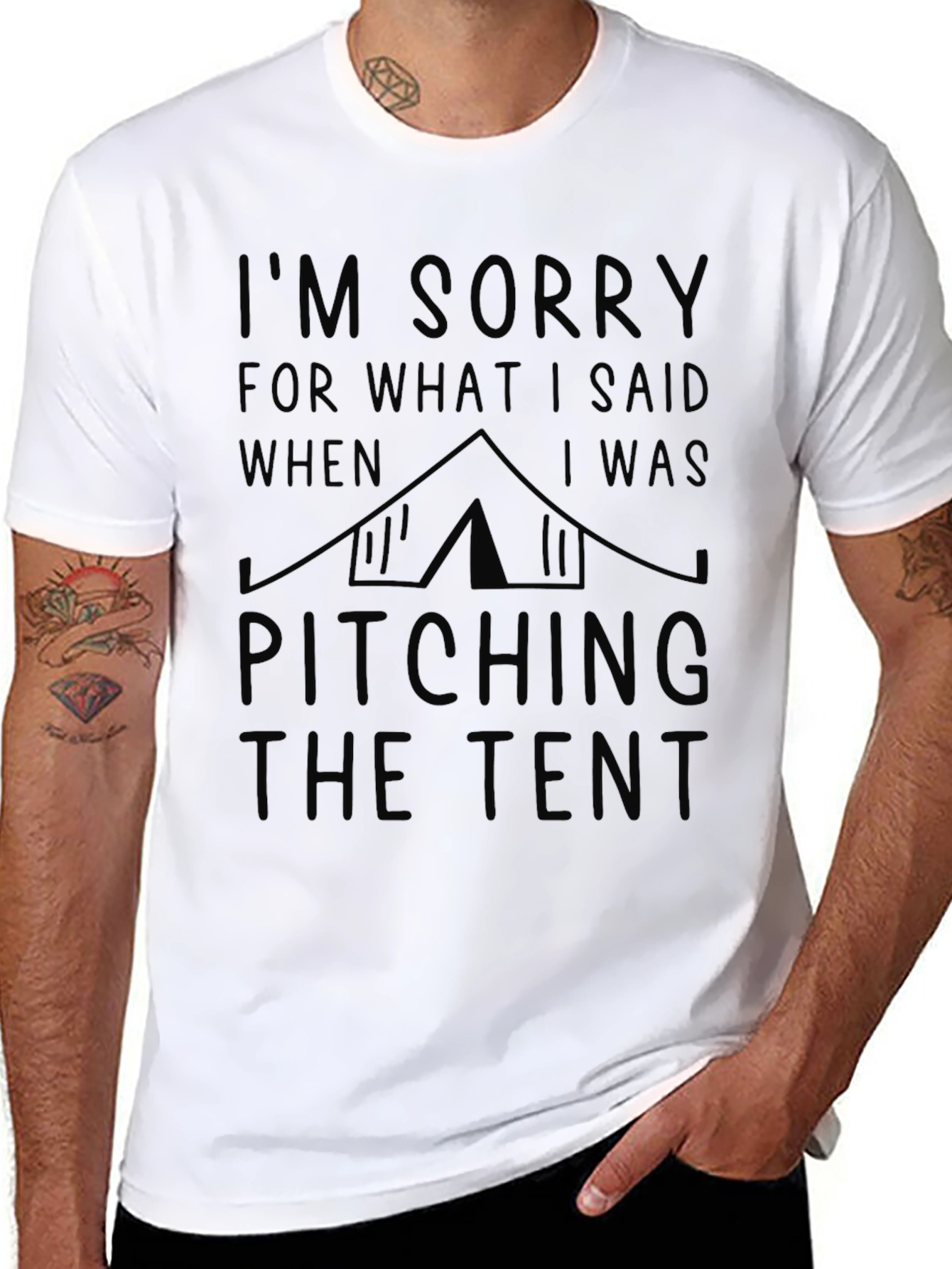 Funny Camping T-Shirt - Pitching The Tent