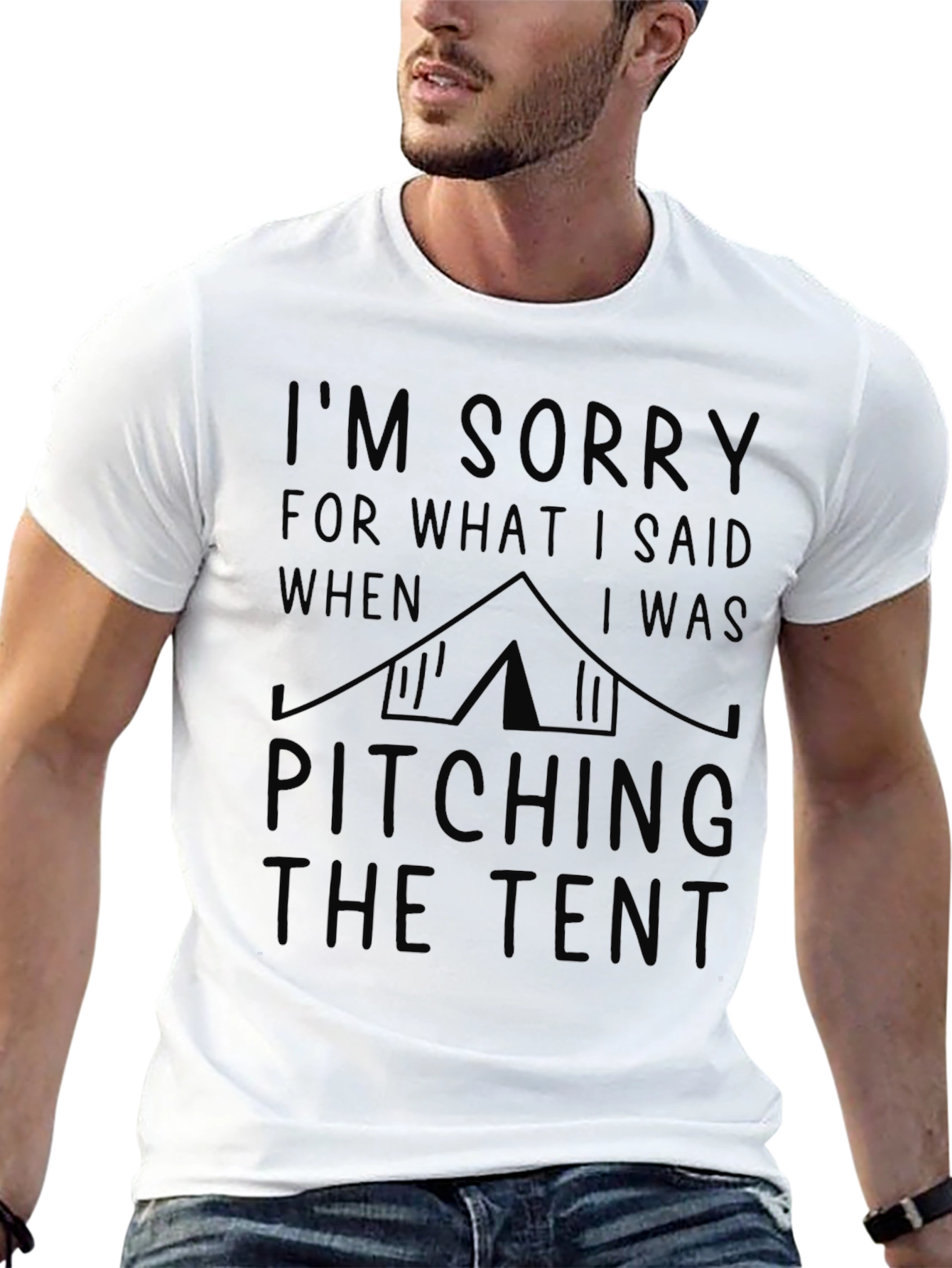 Funny Camping T-Shirt - Pitching The Tent