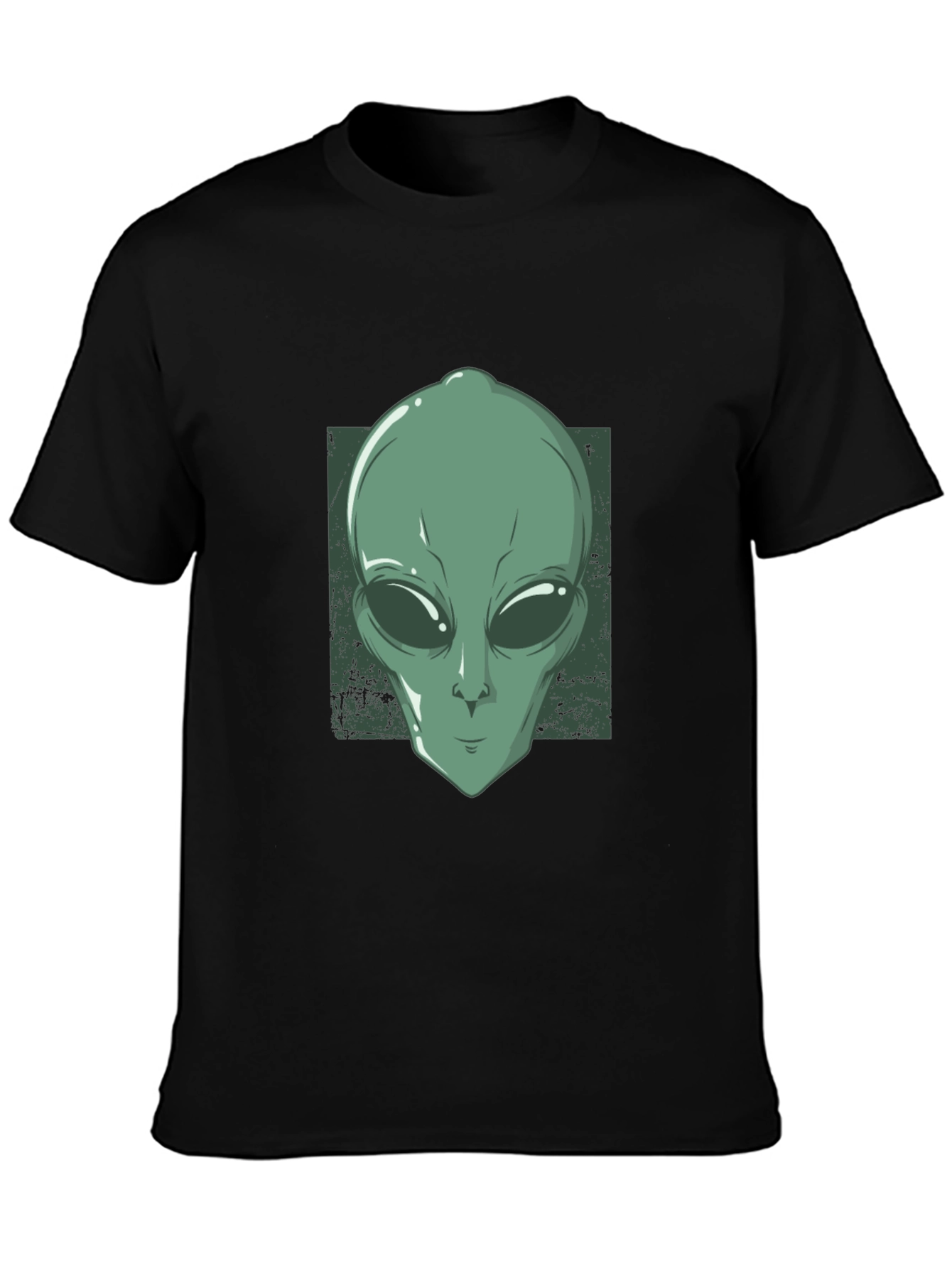 Alien Head Graphic Tee - Black Cotton T-Shirt