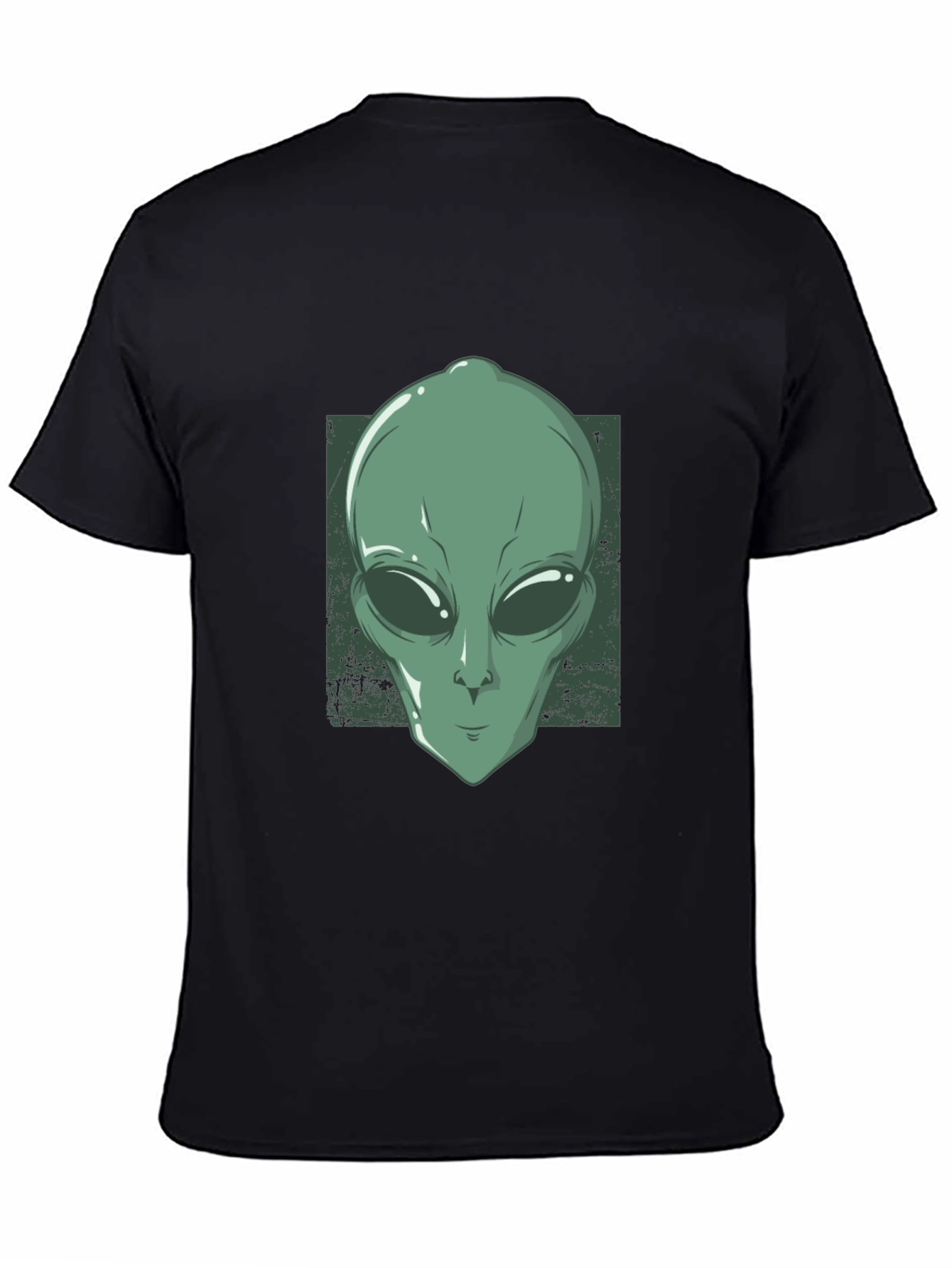 Alien Head Graphic Tee - Black Cotton T-Shirt