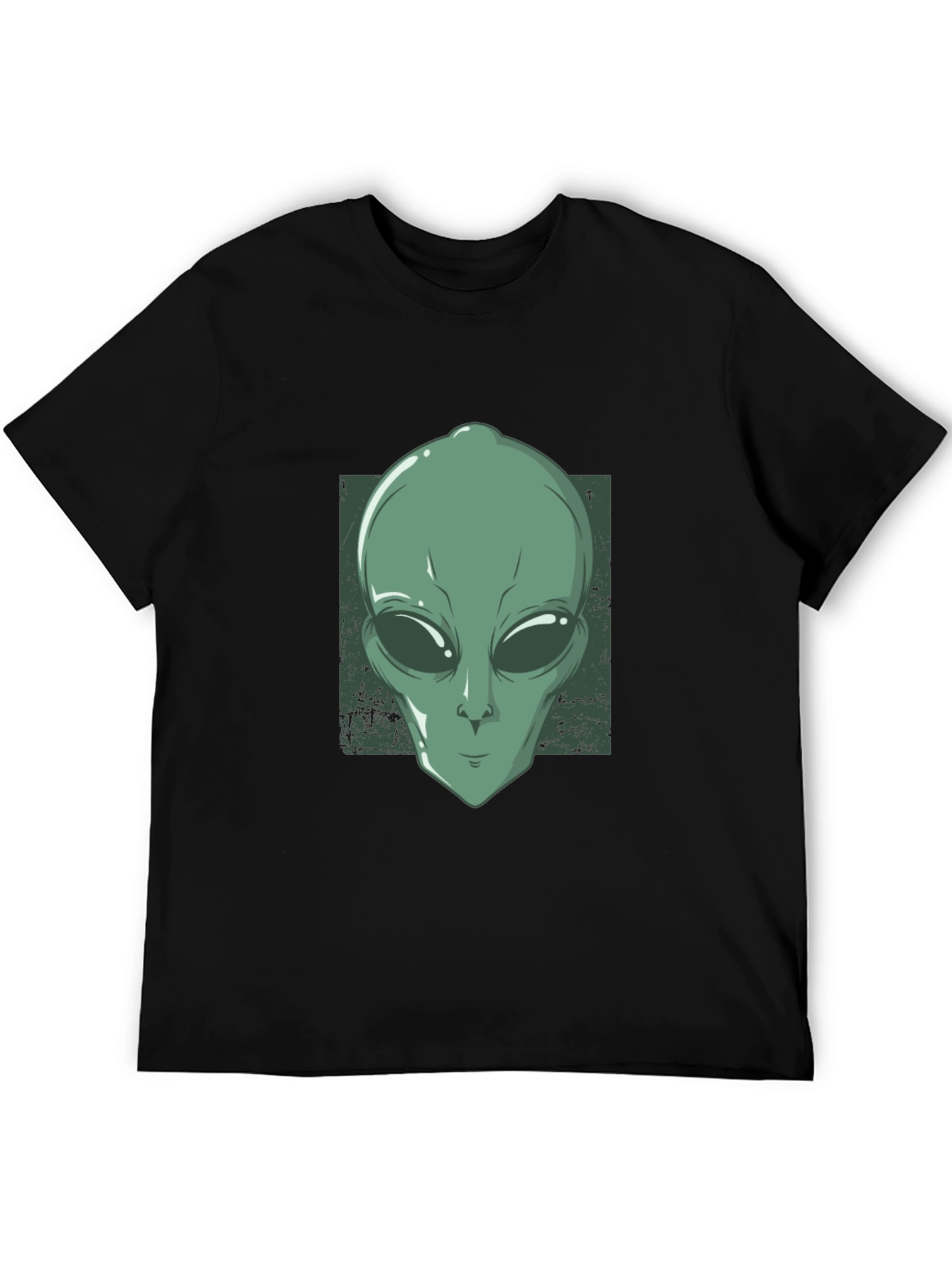 Alien Head Graphic Tee - Black Cotton T-Shirt