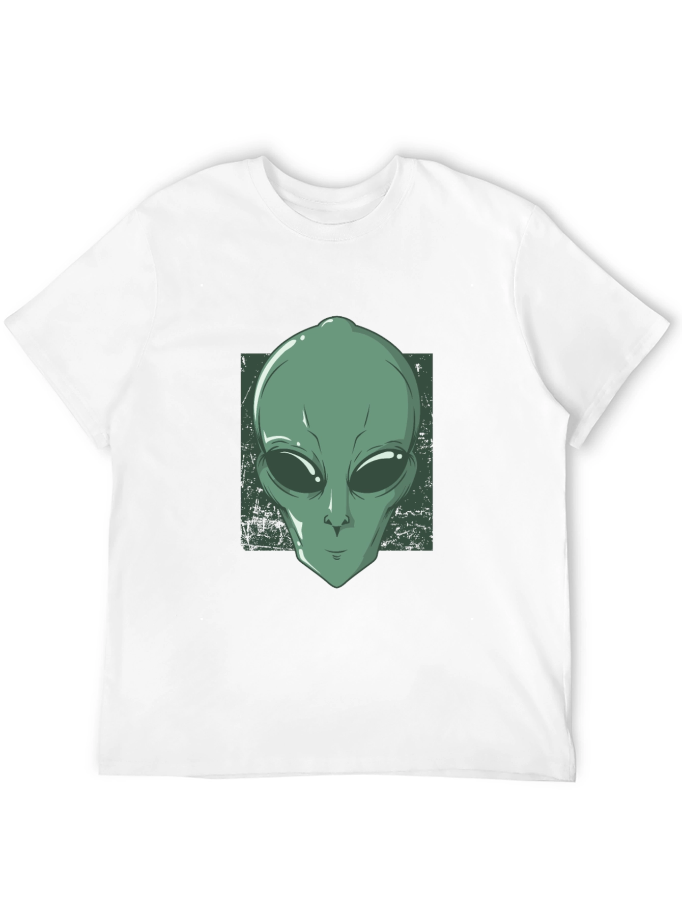 Alien Head Graphic Tee - Black Cotton T-Shirt